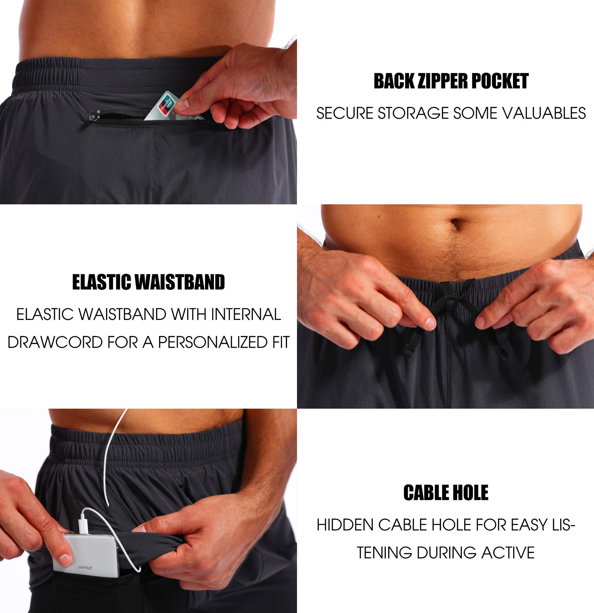Pudolla Men's 2-in-1 Running Shorts 5