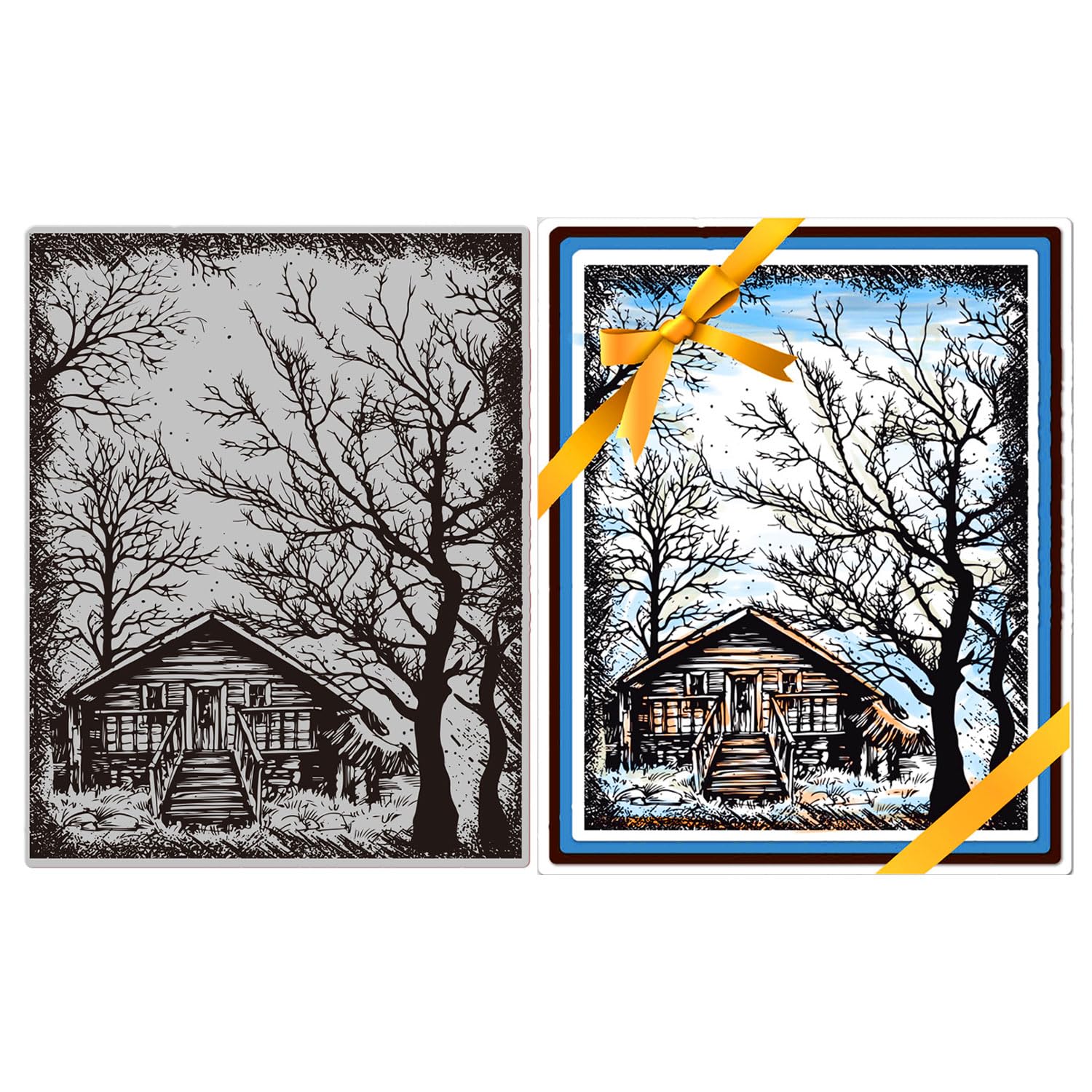 GLOBLELAND Winter Woods Cling Rubber Stamp Set - 8.6×7 Inch DIY Scrapbooking Stamps for Card Making, Photo Albums & Craft Decorations | Perfect for Holiday Greetings, Memory Books & Handmade Gift Projects