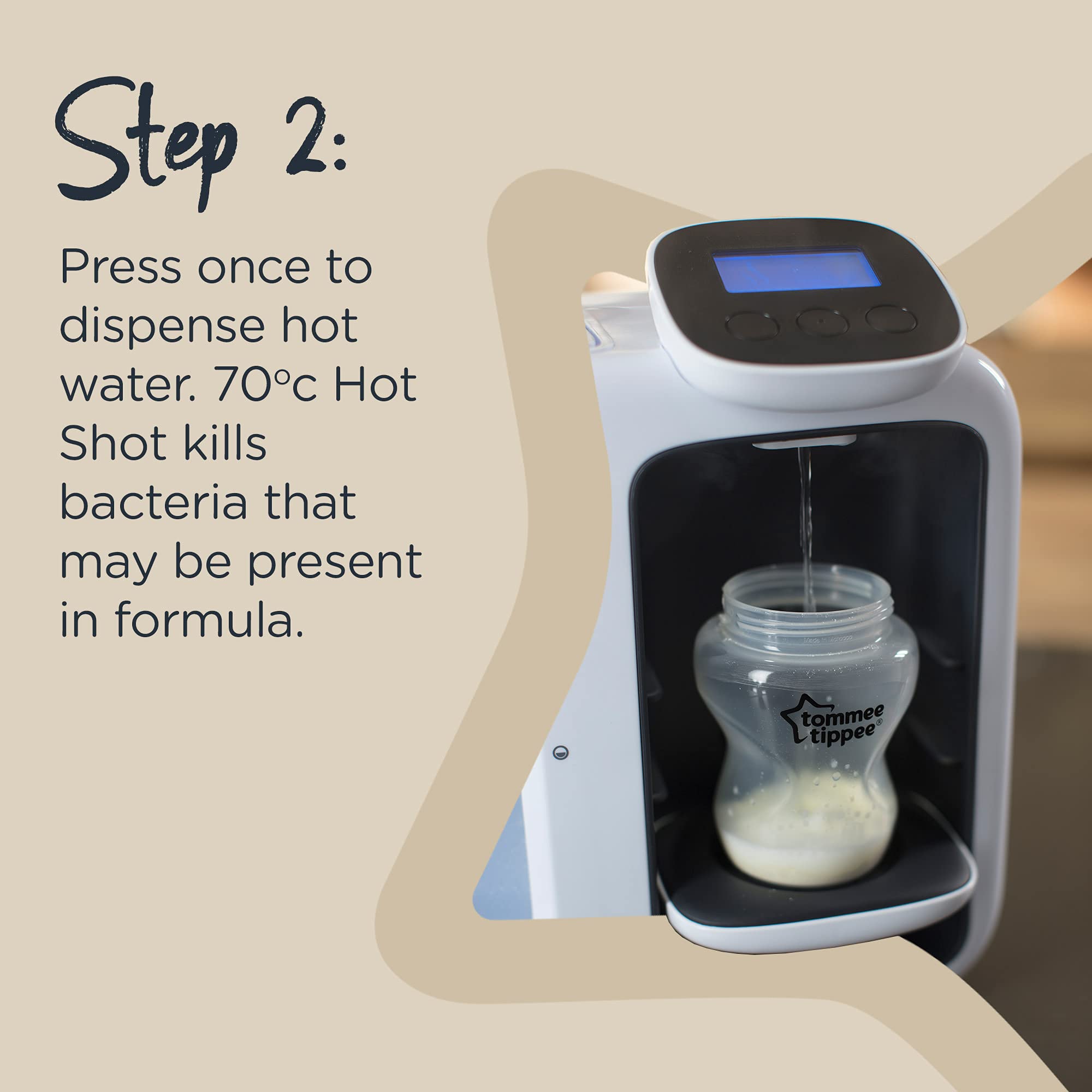 Tommee Tippee Perfect Prep Day & Night Baby Bottle Maker Machine - Digital Display & Adjustable Volume - White - Ideal for Night Feedings & On-the-Go Parents
