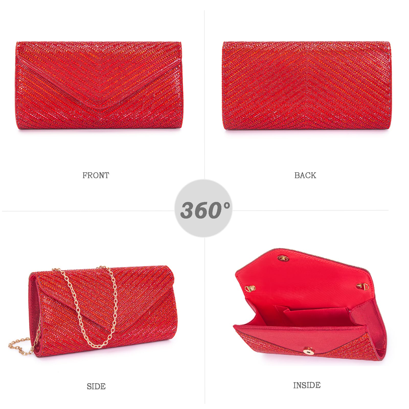 Elegant Women's Evening Handbags & Rhinestone Envelope Clutch Purses - Crossbody Shoulder Bag for Wedding, Party & Special Occasions | Perfect for Date Night, Prom & Formal Events