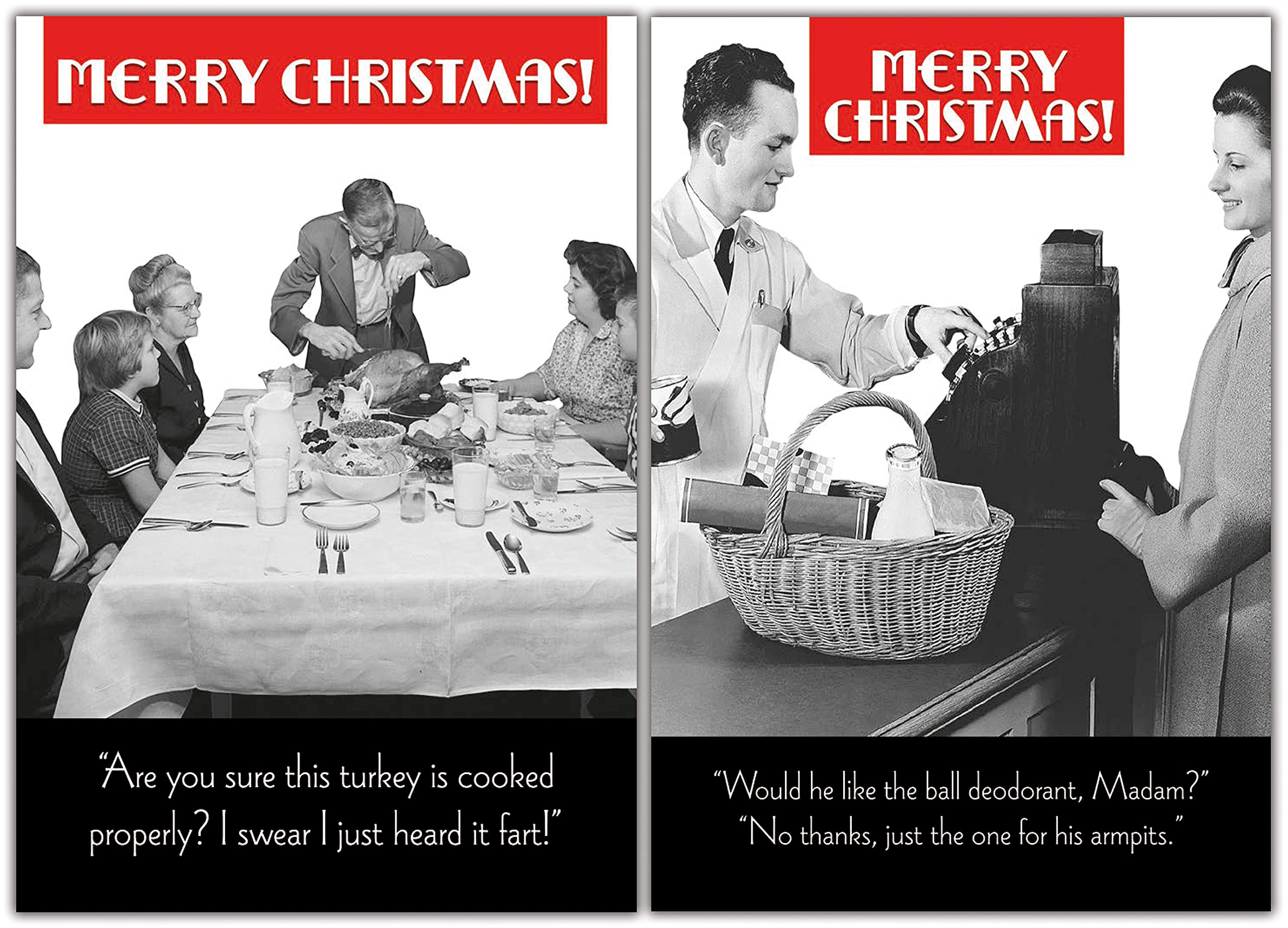 10-Pack Funny Christmas Cards with 2 Unique Designs - Rude & Humorous Holiday Greeting Cards for Office Parties, Family Gifts & Festive Celebrations