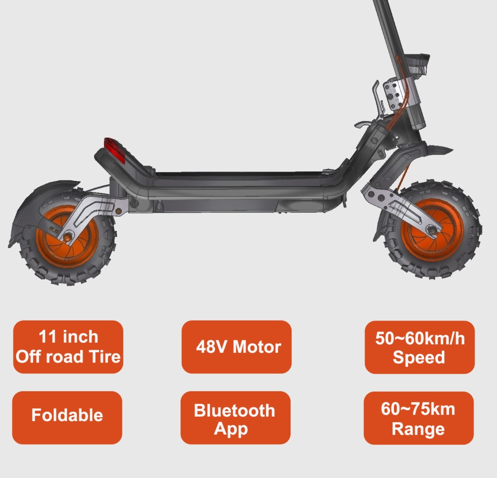 G63 5th Wheel Electric Scooter with Pneumatic Off-Road Tires - 35 MPH Top Speed - Perfect for Commuting, Adventure & Off-Road Riding