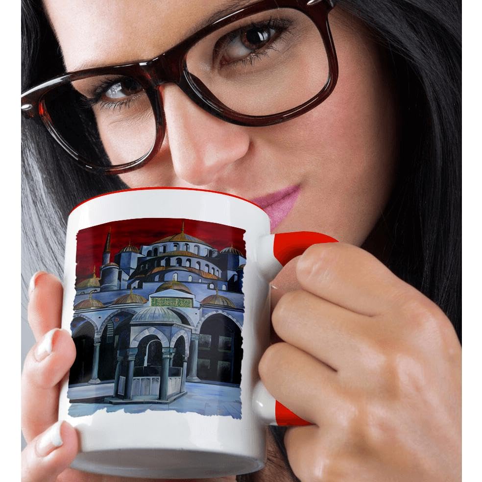3D Rose 15oz Two-Tone Red and White Ceramic Coffee Mug - Perfect for Home, Office, or Gift Giving