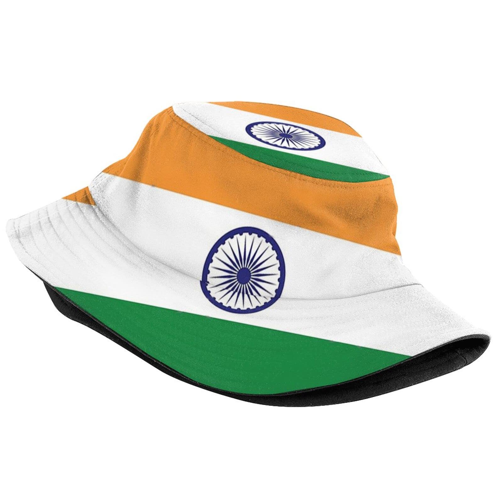 India Flag Bucket Hat - UPF 50+ Sun Protection, Packable & Wide Brim Summer Hat for Men & Women - Perfect for Outdoor Travel, Beach, Fishing & Patriotic Events