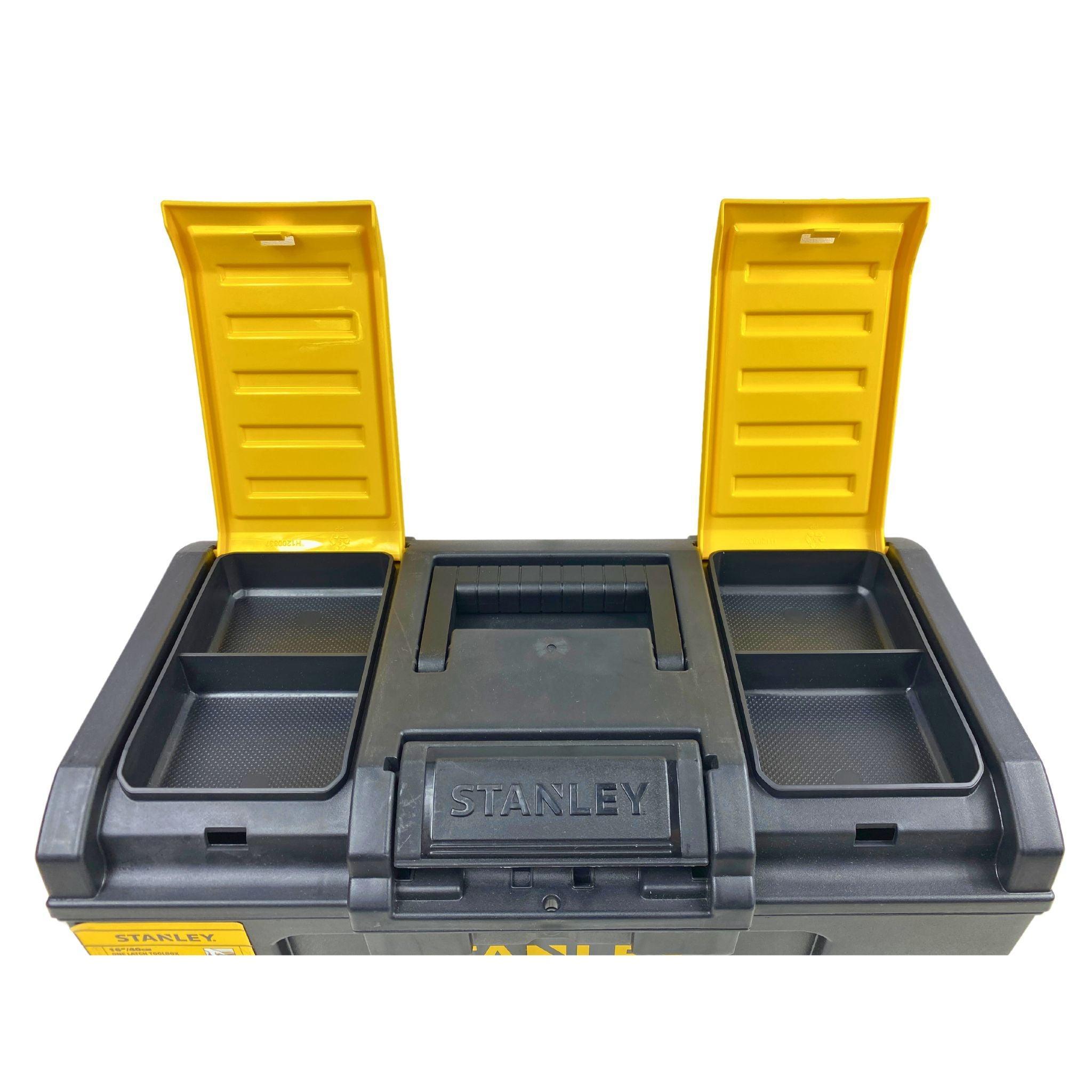 Stanley 16 Inch 40cm Heavy Duty Tool Box with Single Latch - Set of 24 Pieces - Perfect for Home Repairs, Workshop Organization & Professional Contractor Use