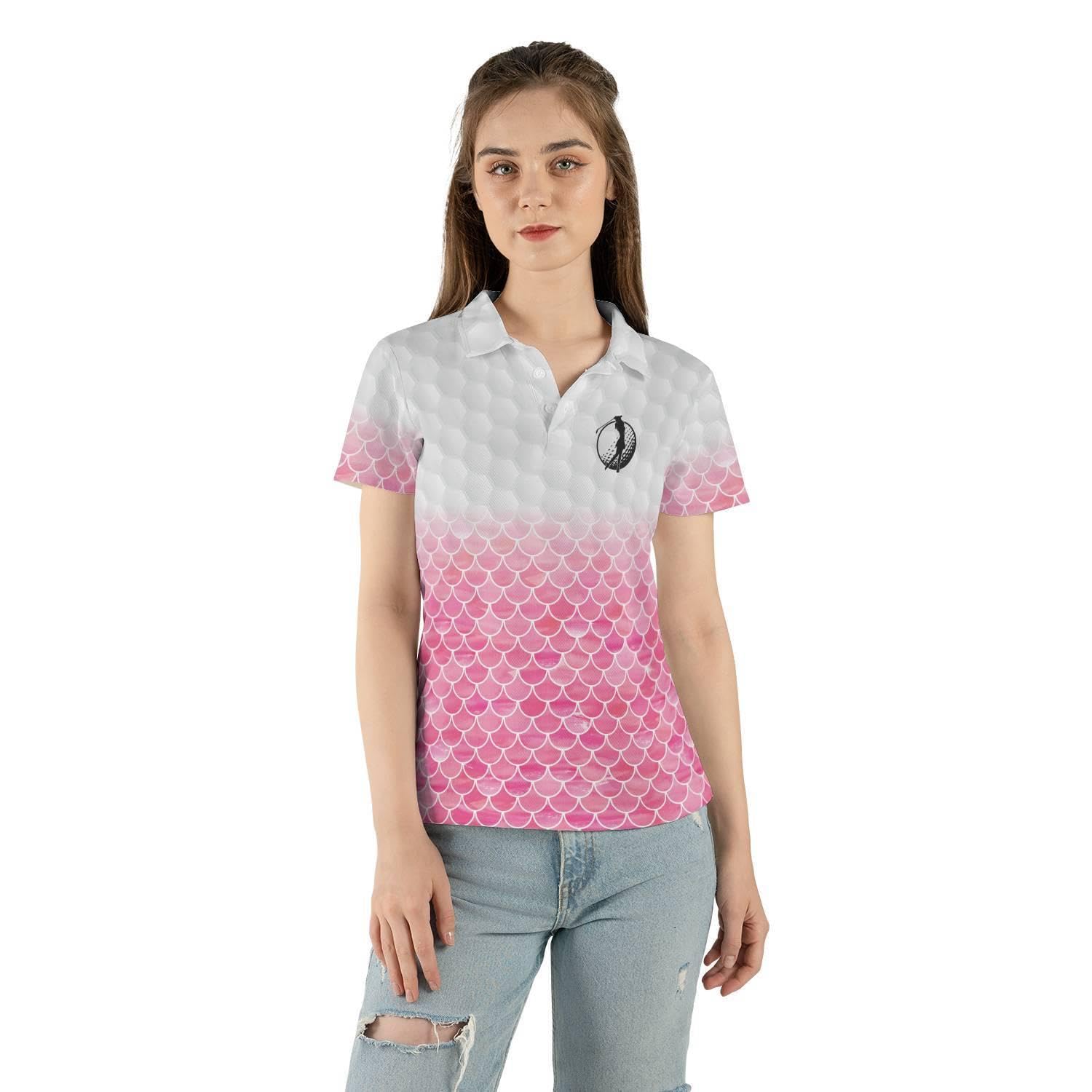 Women's Pink Camouflage Golf Polo Shirt - Breathable Short Sleeve Performance Top for Golf, Tennis & Outdoor Activities | Summer Athletic Wear for Women