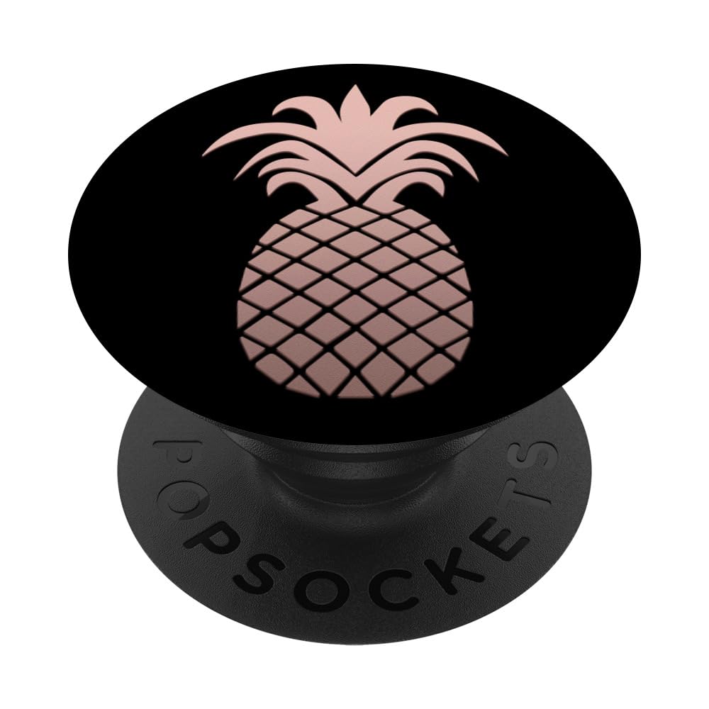 Golden Rose Pink & Black Pineapple PopSockets PopGrip - Swappable Phone Grip Stand for iPhone, Samsung & Smartphones - Perfect for Selfies, Calls & Secure Holding