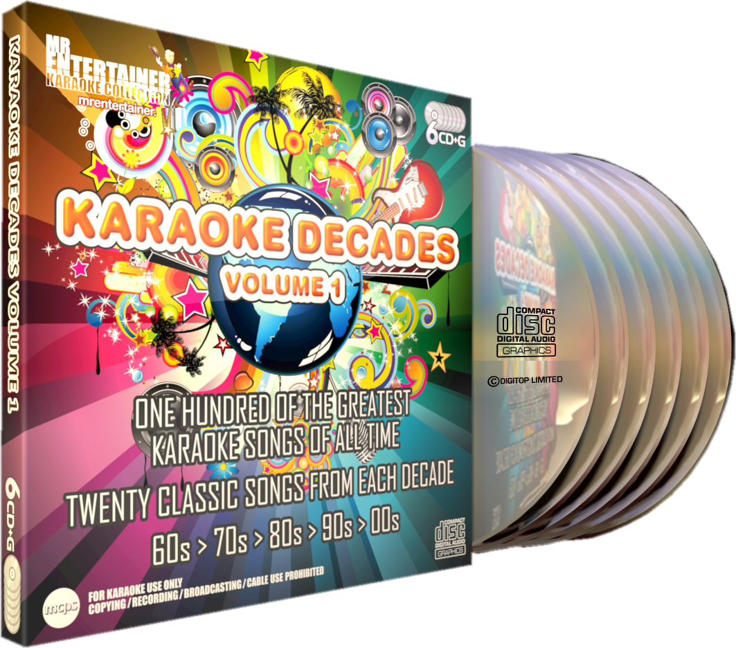 Mr Entertainer Karaoke Decades Vol. 1 - 100 Popular Songs on 6 CD+G Discs Set for Home Parties & Entertainment