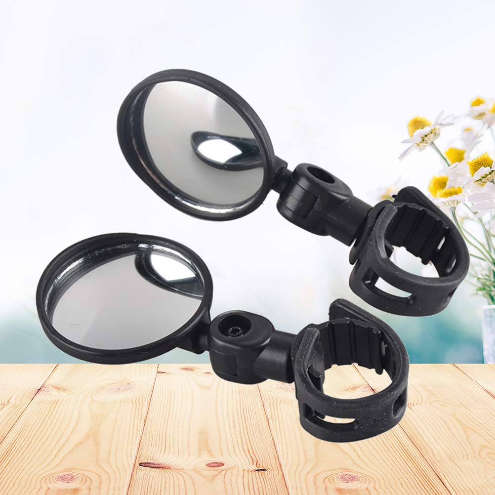 Universal Bike Mirror - 2 Pairs Adjustable 360° Rotating Handlebar Rearview Mirrors for Mountain & Road Bikes | Black Cycling Safety Accessories | Perfect for Commuting, Trail Riding & Urban Cycling