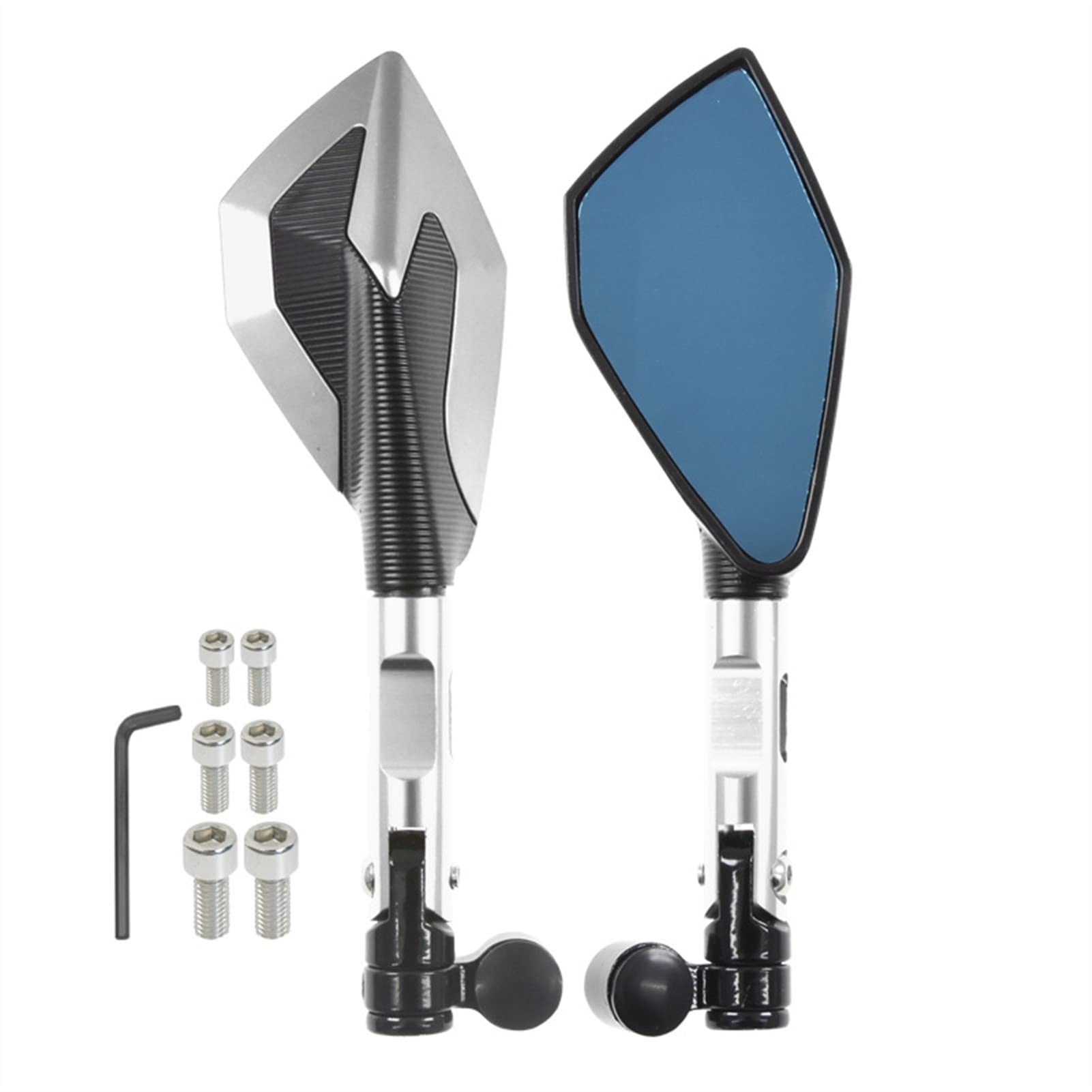 CNC 10mm Motorcycle Side Mirrors - Blue Glass Cafe Racer Rearview Mirrors for Suzuki DR200/250/350/DRZ400/650 - Perfect for Urban Commuting & Custom Bike Builds