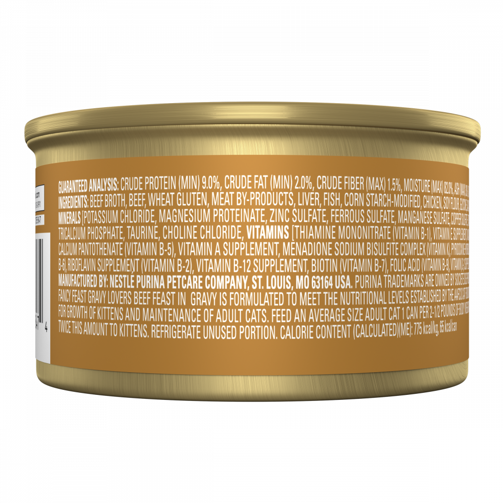 Purina Fancy Feast Gravy Lovers Beef Feast Gourmet Wet Cat Food - Premium Beef in Savory Gravy for Adult Cats - Perfect for Mealtime & Special Treats