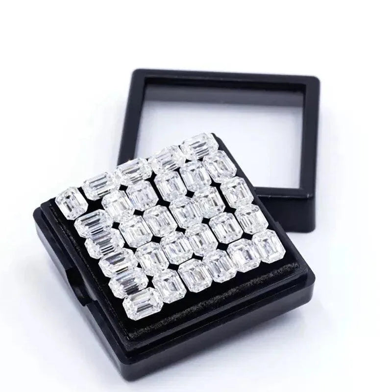 Super White Emerald Cut Moissanite Loose Stone - D Color VVS1 Lab-Grown Certified Champagne Moissanite Diamond for Engagement Rings & Fine Jewelry Making