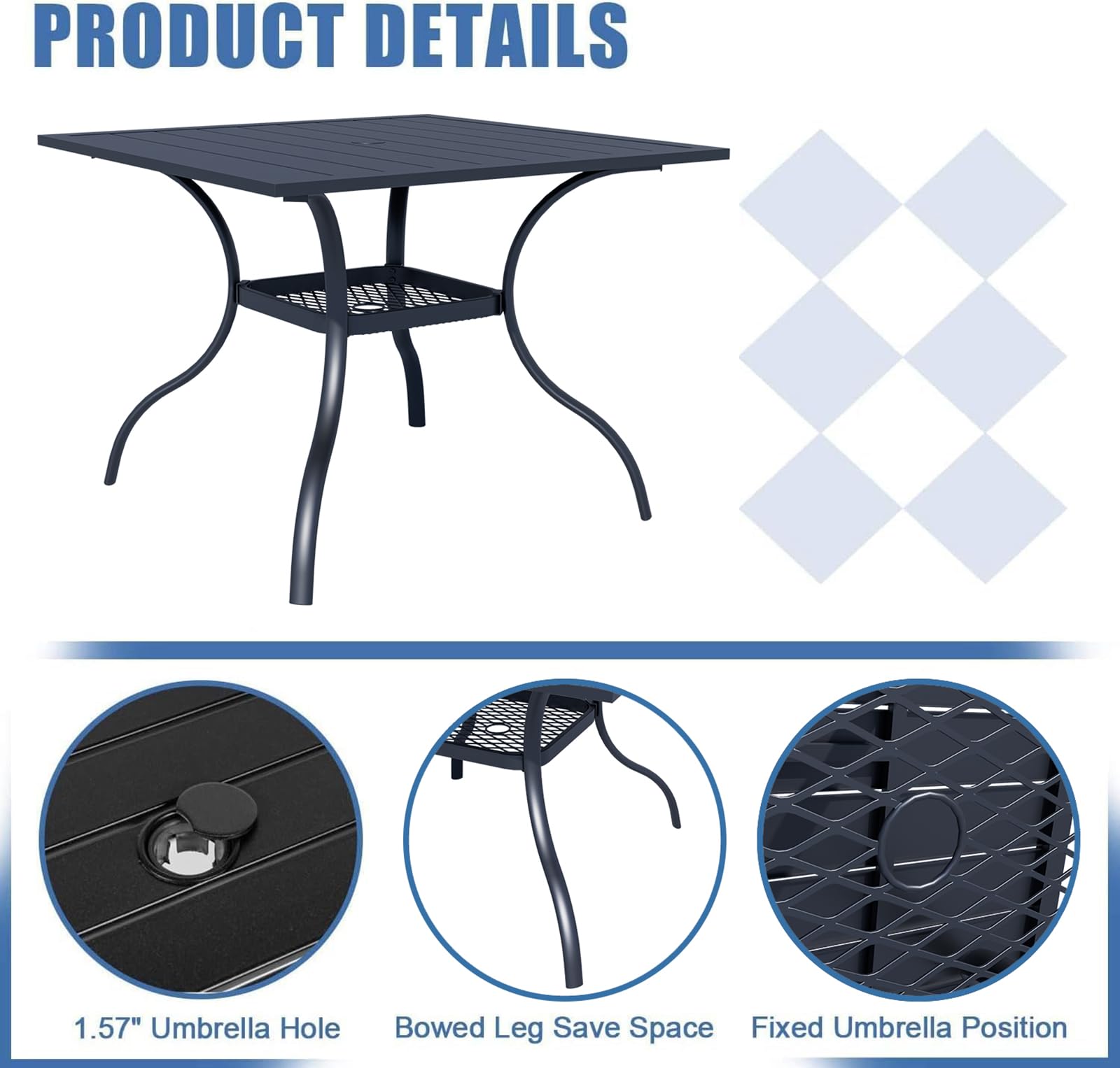 SUNCROWN 5-Piece Outdoor Dining Set with Swivel Cushioned Chairs, Steel Slat Bistro Table & 9Ft Brown Patio Umbrella - Patio Furniture for Backyard, Garden, Lawn, Poolside & Outdoor Entertaining