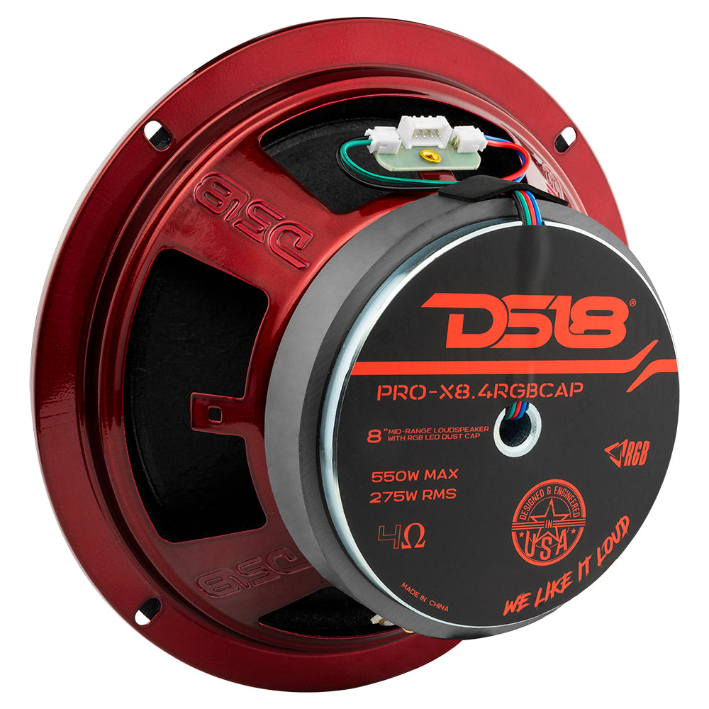 PRO X 8 Mid Range Loudspeaker with RGB Lighting - 275 Watts RMS, 4 Ohm Impedance - Perfect for DJ Performances, Live Music Events & Home Theater Systems