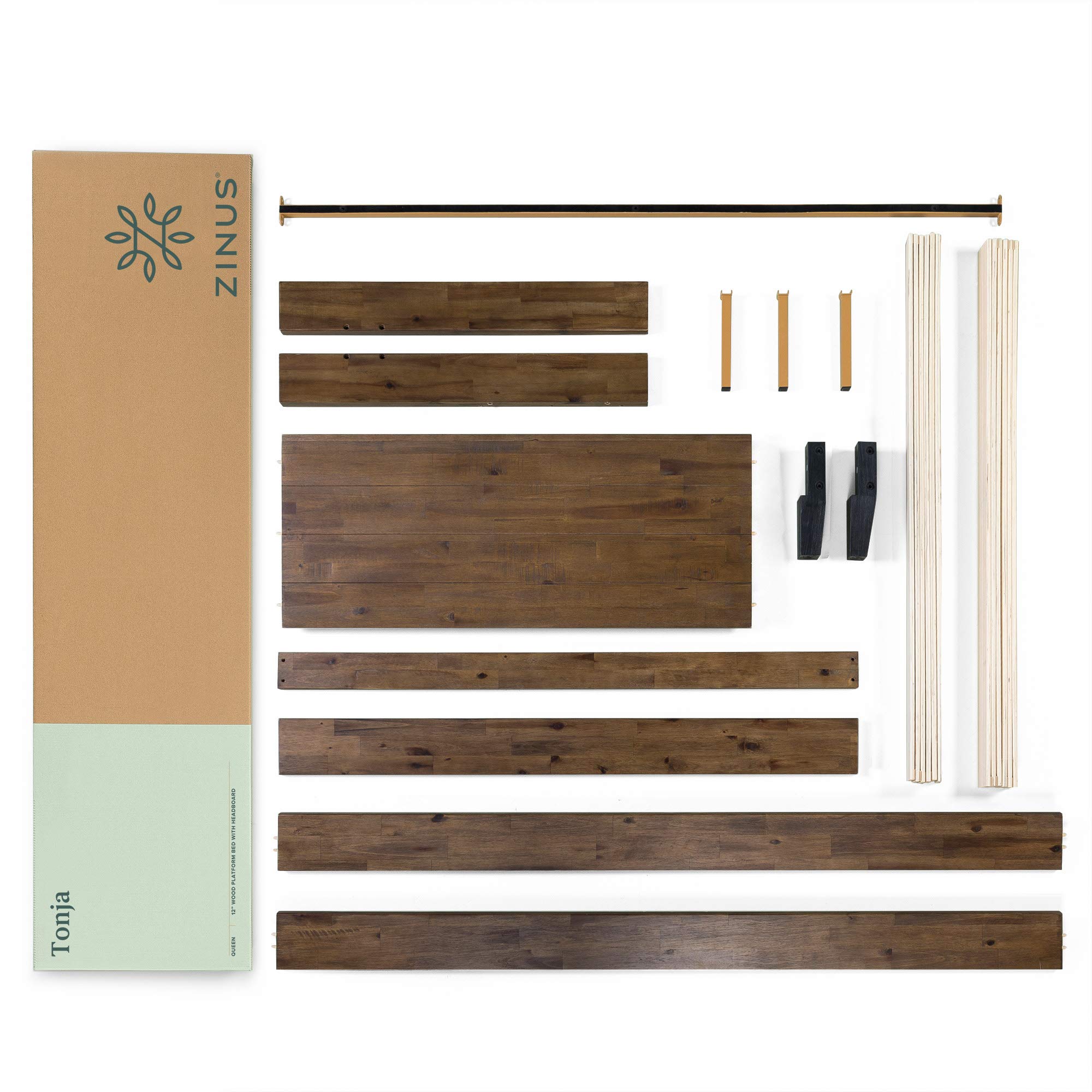 ZINUS Tonja Wood Platform Bed Frame with Headboard - Full Size Mattress Foundation with Wooden Slat Support - No Box Spring Needed - Easy Assembly - Perfect for Bedroom, Guest Room & Dorm Furniture