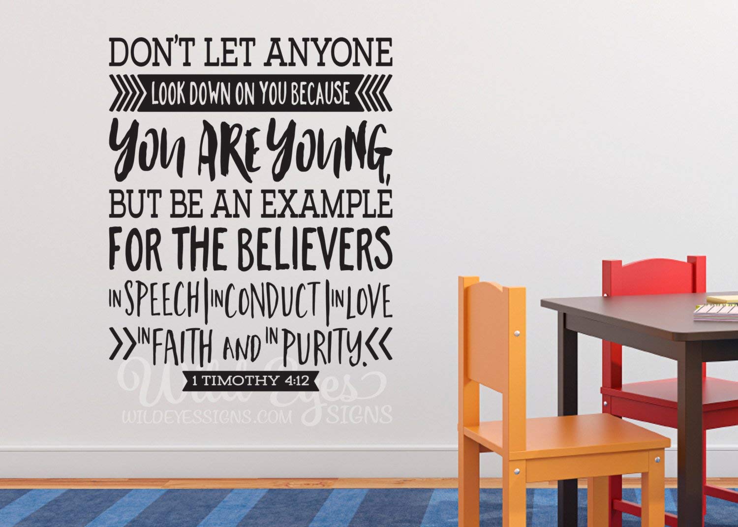 1 Timothy 4:12 Bible Verse Wall Decal for Teen Room Decor