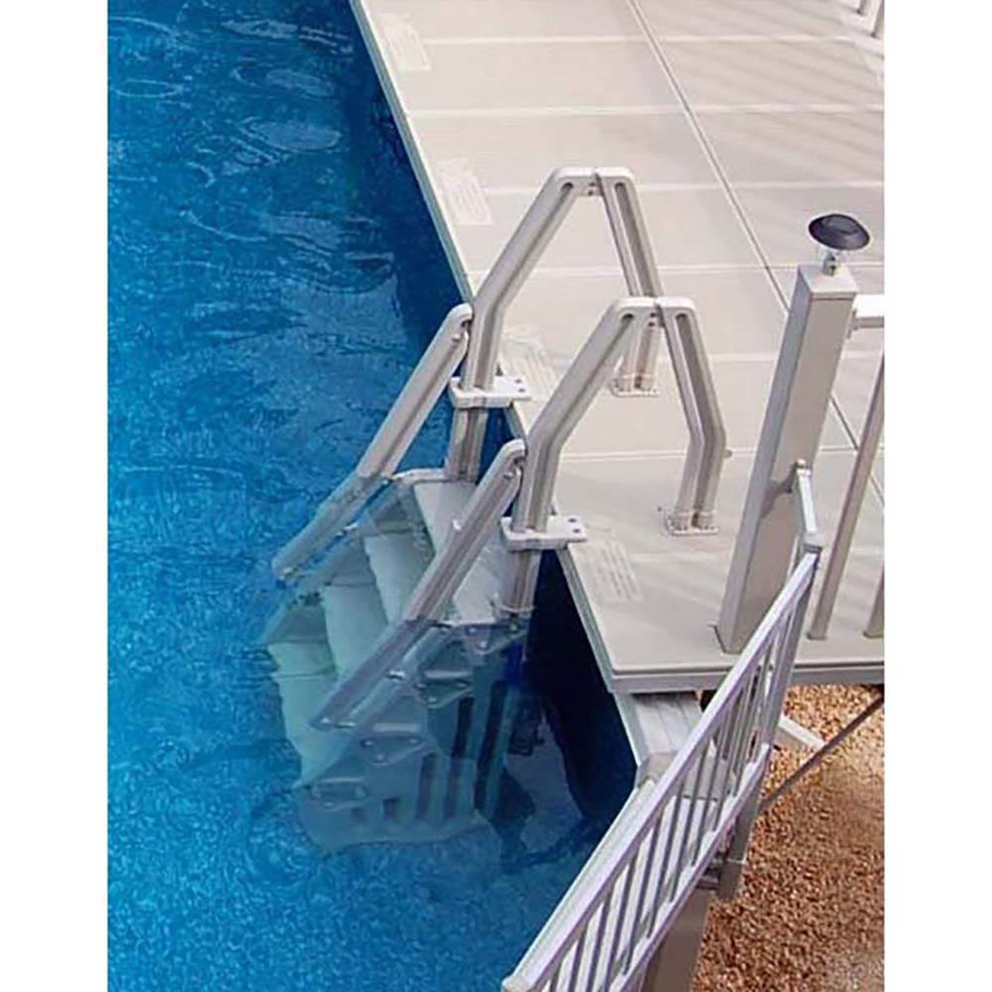 Vinyl Works Deluxe Adjustable 24-Inch Wide Pool Step Ladder for Above Ground Swimming Pools | Non-Slip Steps | Durable Taupe Design | Easy Entry & Exit System | Perfect for Backyard, Inground, and Family Pool Safety