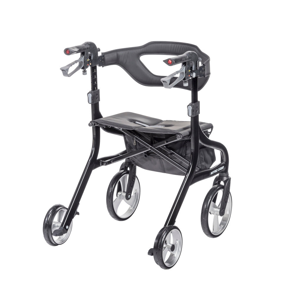 Nitro Sprint Rollator Walker - Lightweight Mobility Aid with Seat & Basket for Seniors & Adults - Perfect for Indoor & Outdoor Use, Shopping & Travel