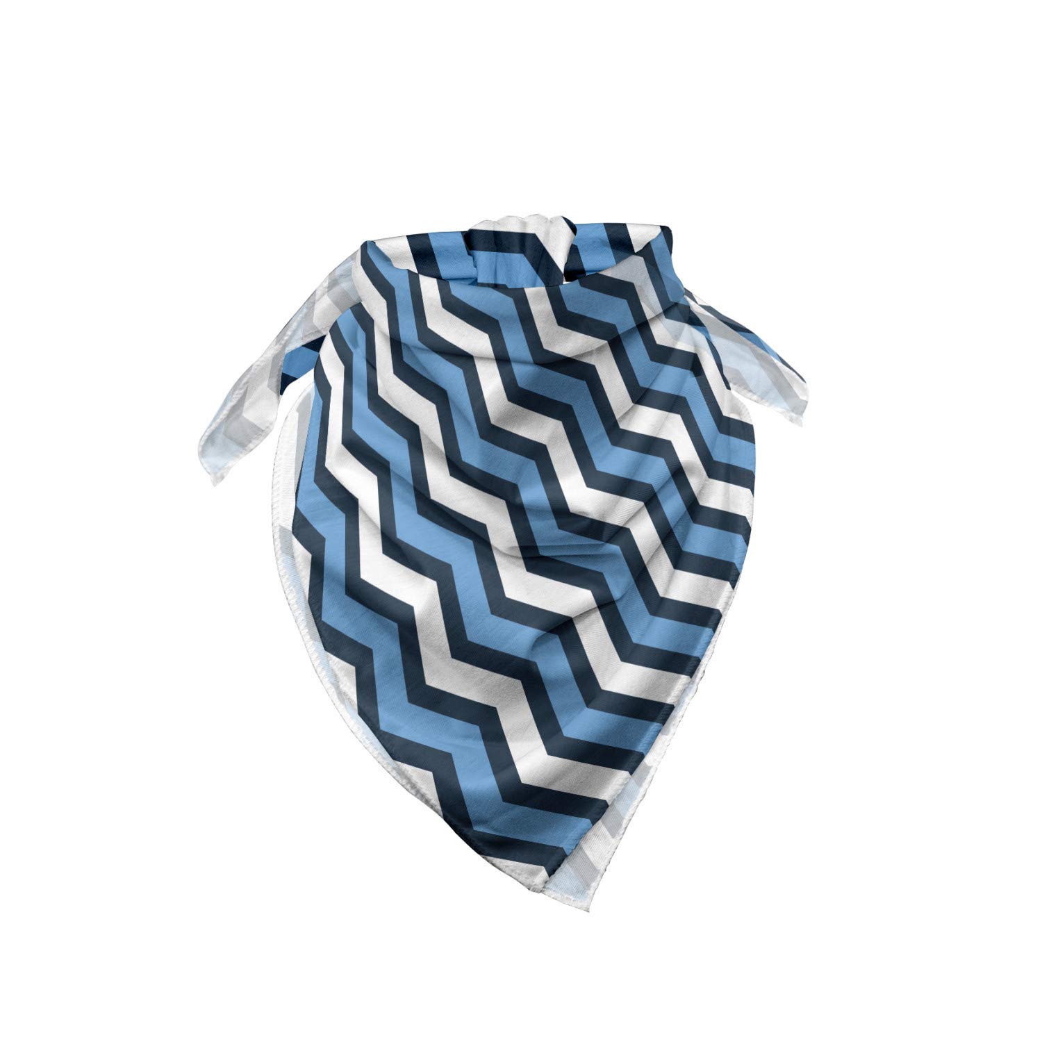 Lunarable Unisex Bandana - Geometric Chevron Nautical Design in Slate Blue & Dark Blue | Breathable Cotton Bandana for Outdoor Activities, Sports, Fashion Accessory