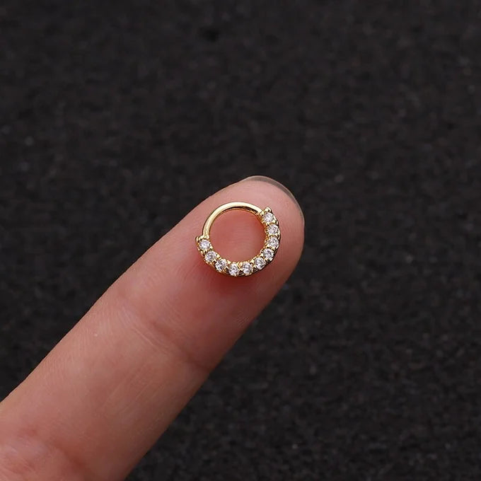 20G 6mm & 8mm CZ Pave Hoop Septum Ring - Stainless Steel Body Jewelry | Perfect for Nose Piercing, Cartilage & Helix - ER8508