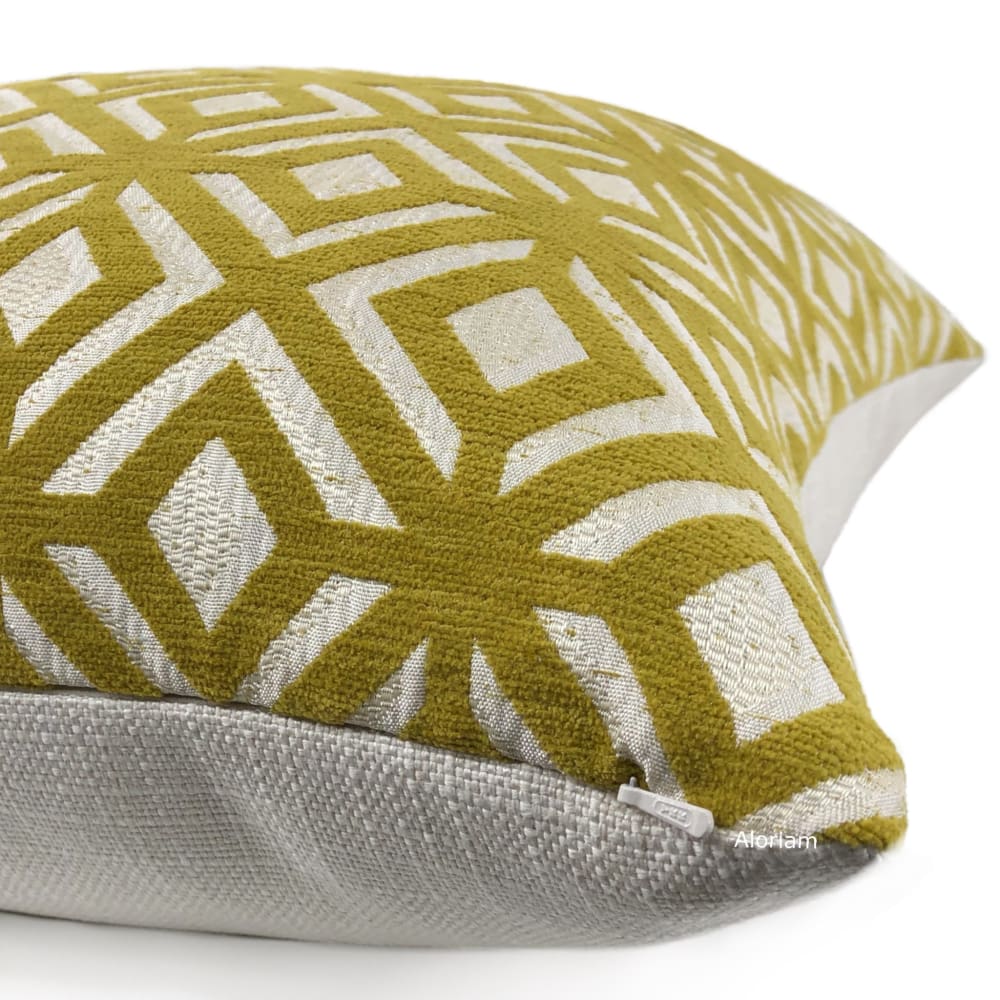 Madison Mustard Yellow Geometric Lattice Chenille Pillow Cover - Soft Decorative Throw Pillow Case for Sofa, Bed, Couch - Home Decor Accent for Living Room, Bedroom