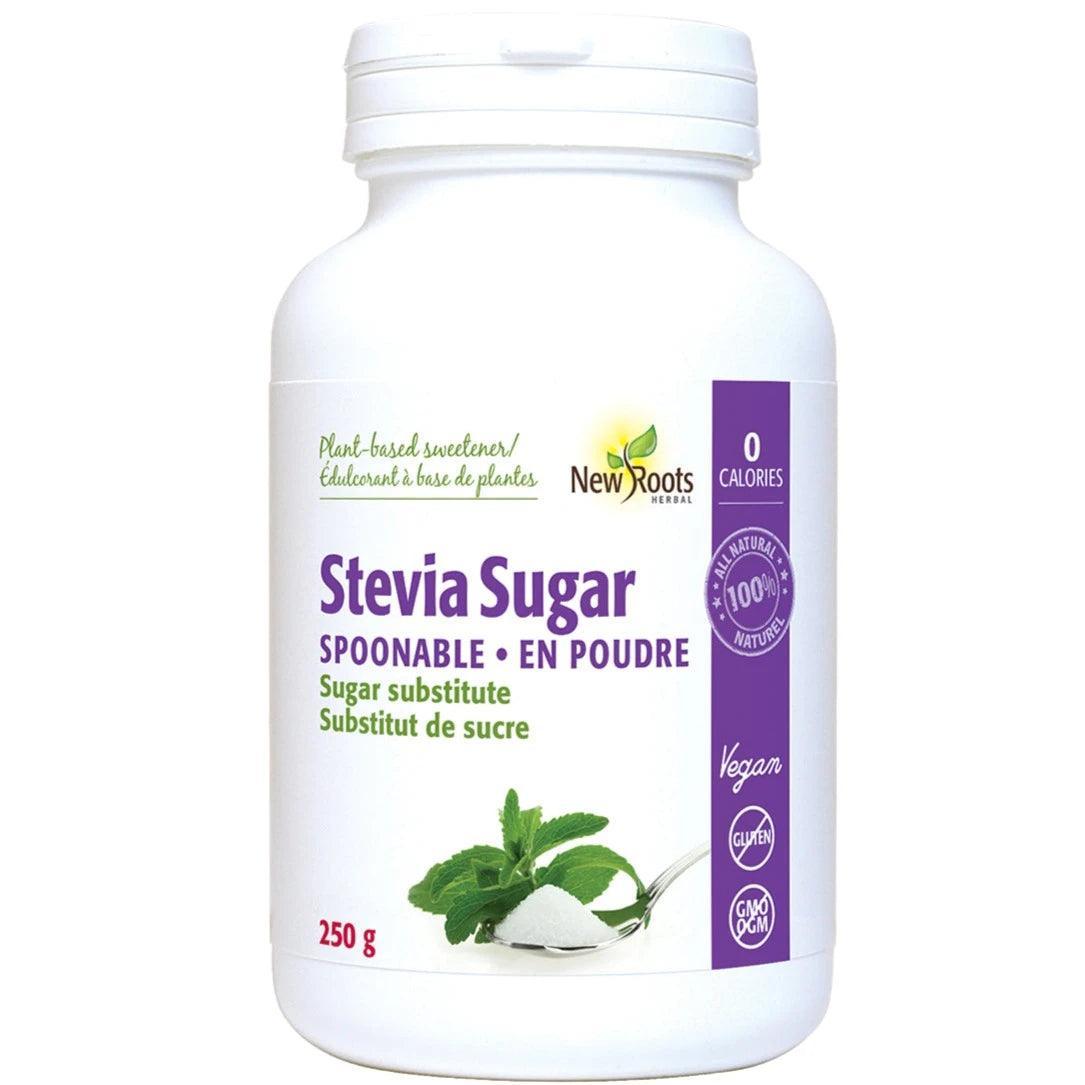 New Roots Stevia Sugar Spoonable 250g Powder - Natural Zero Calorie Sweetener for Coffee, Tea & Baking - Keto & Diabetic Friendly Sugar Substitute