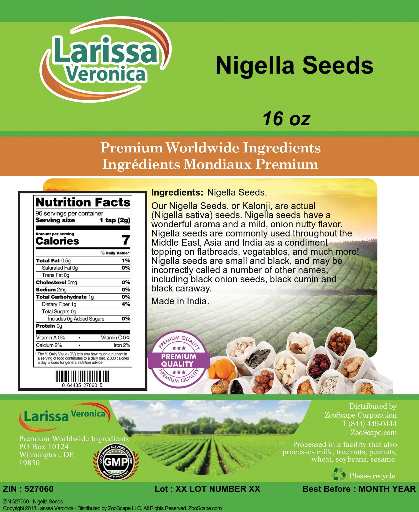 Premium Nigella Seeds (Black Cumin) - 16 oz Bulk Pack (3 Pack) | USDA Organic | Natural Spice for Cooking, Baking & Herbal Tea | ZIN: 527060 | Perfect for Indian, Middle Eastern Cuisine & Home Remedies