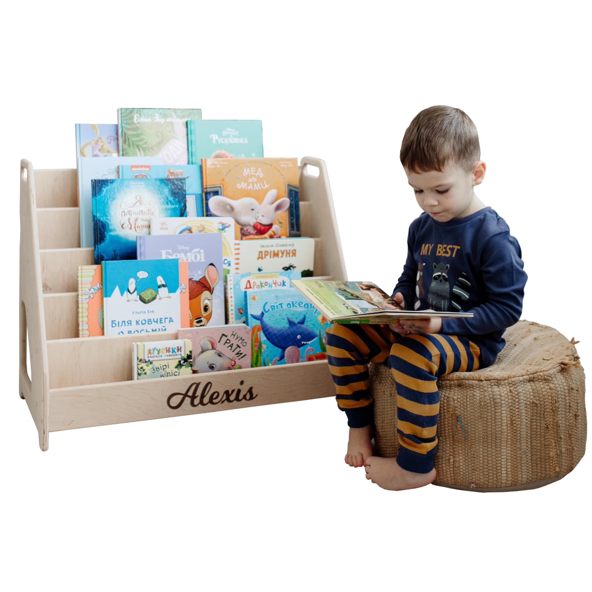 Montessori Kids Bookshelf - Natural Wood Toddler Bookcase for Nursery & Playroom - Small Children's Bookshelf for Montessori Learning & Home Organization