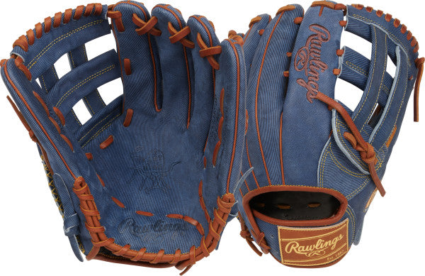 Rawlings Heart of the Hide Denim Baseball Gloves - Premium Leather RGGC Model PRO3039 6D 12.75 Inch (October 2024) - Perfect for Professional Players & Training Sessions