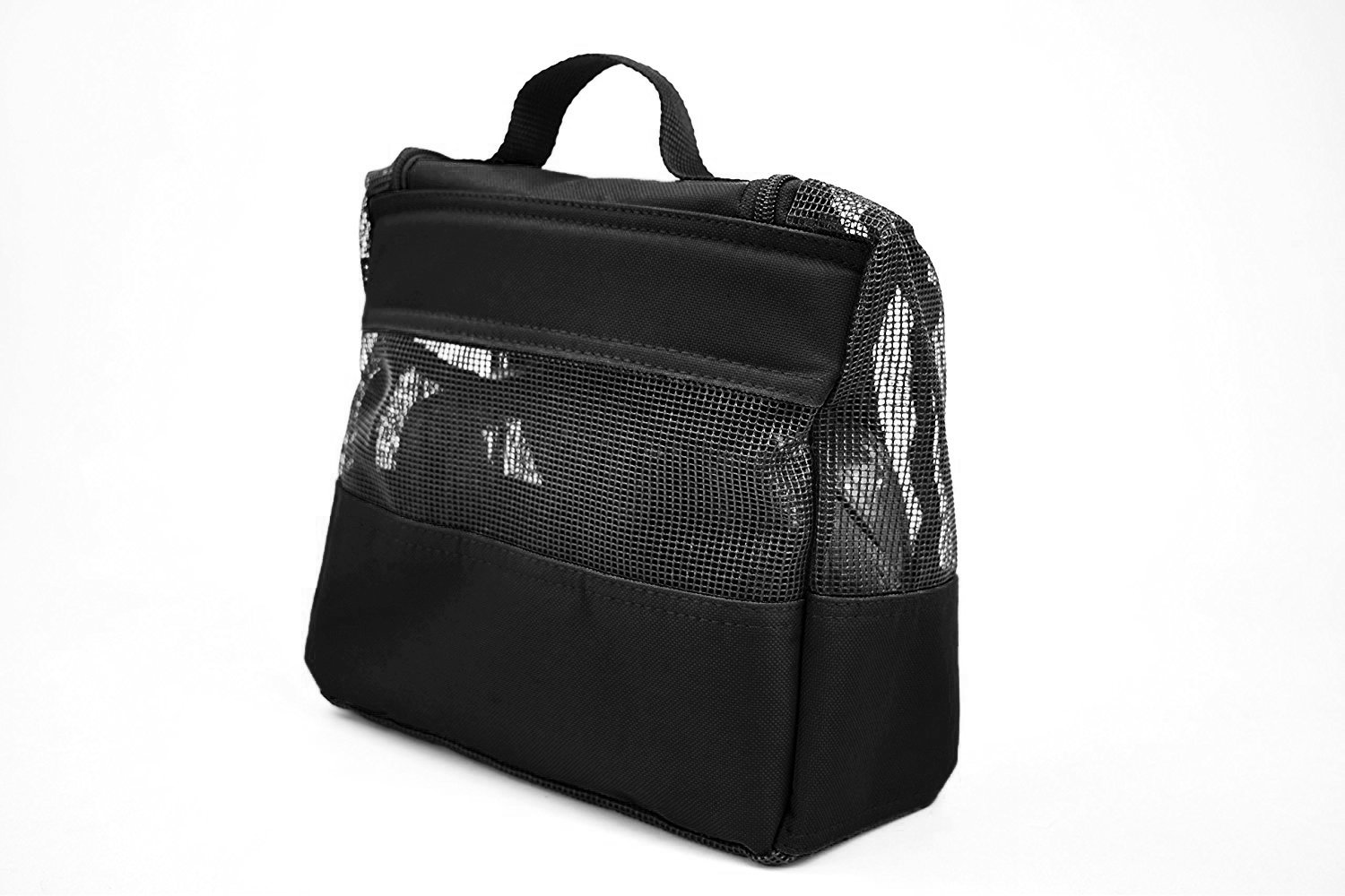 Portable Hanging Shower Caddy Organizer - Quick Dry Mesh Bathroom Storage Bag with Metal Hook & Free Toiletries Case (10”x4”x8”, Black) - Perfect for College Dorm, Camping, Gym & Travel Accessories