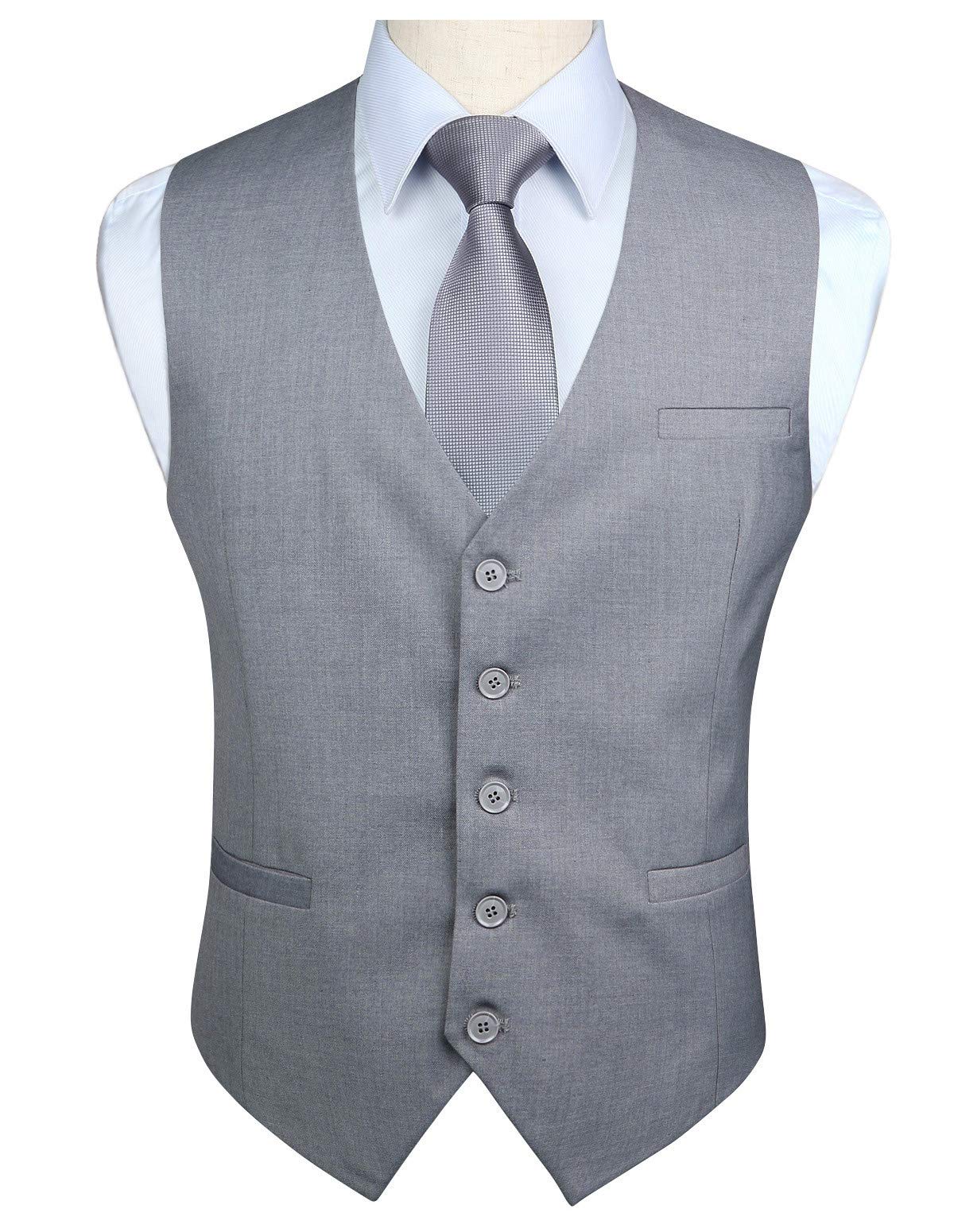 Enlision Men's Formal Suit Vest - Slim Fit Business Waistcoat for Tuxedo & Wedding | Solid Color Dress Vest for Office, Prom & Special Occasions