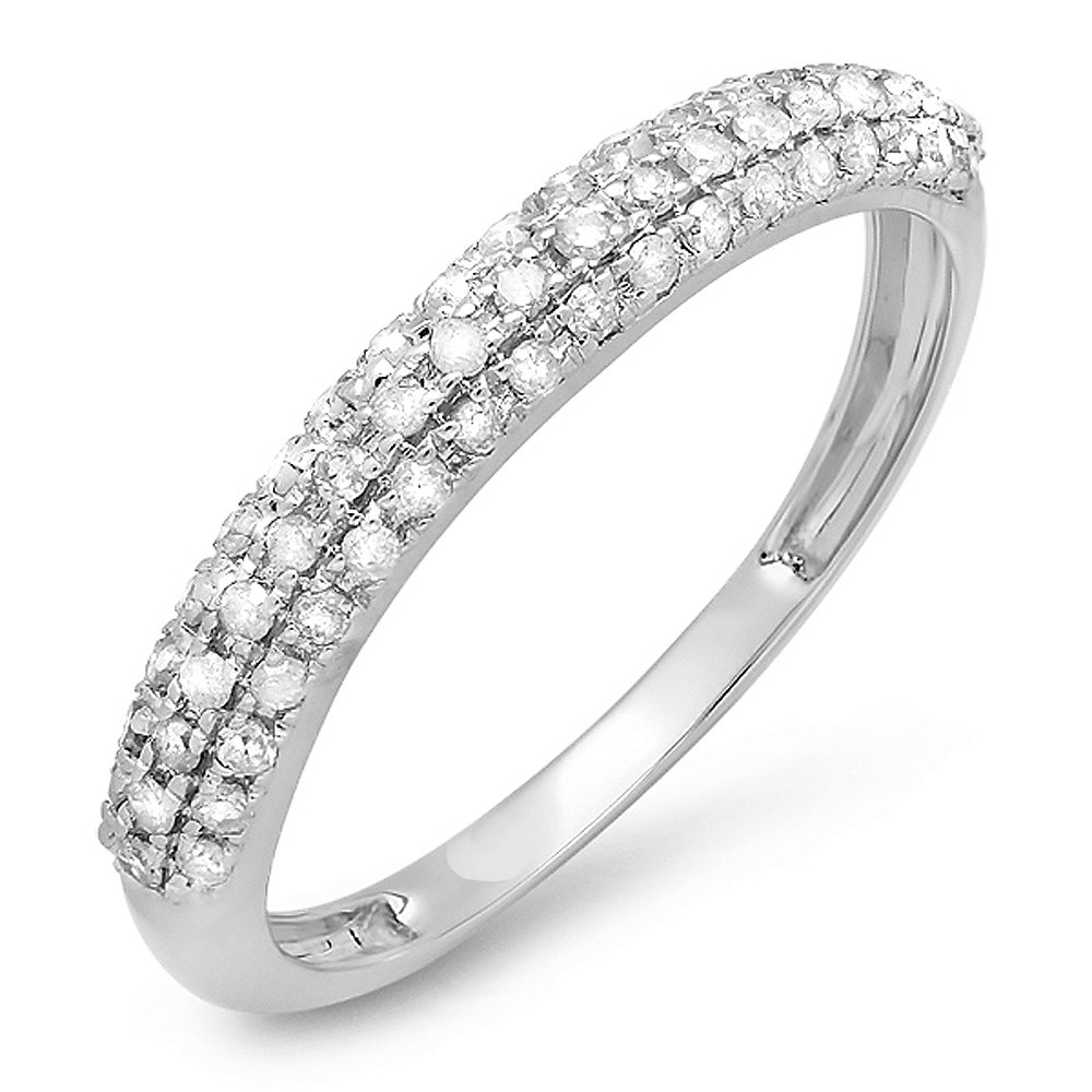 0.3ct 14K White Gold Round Diamond Women's Wedding Band - Stackable Anniversary Ring for Bridal, Engagement & Everyday Wear | Dazzlingrock Collection
