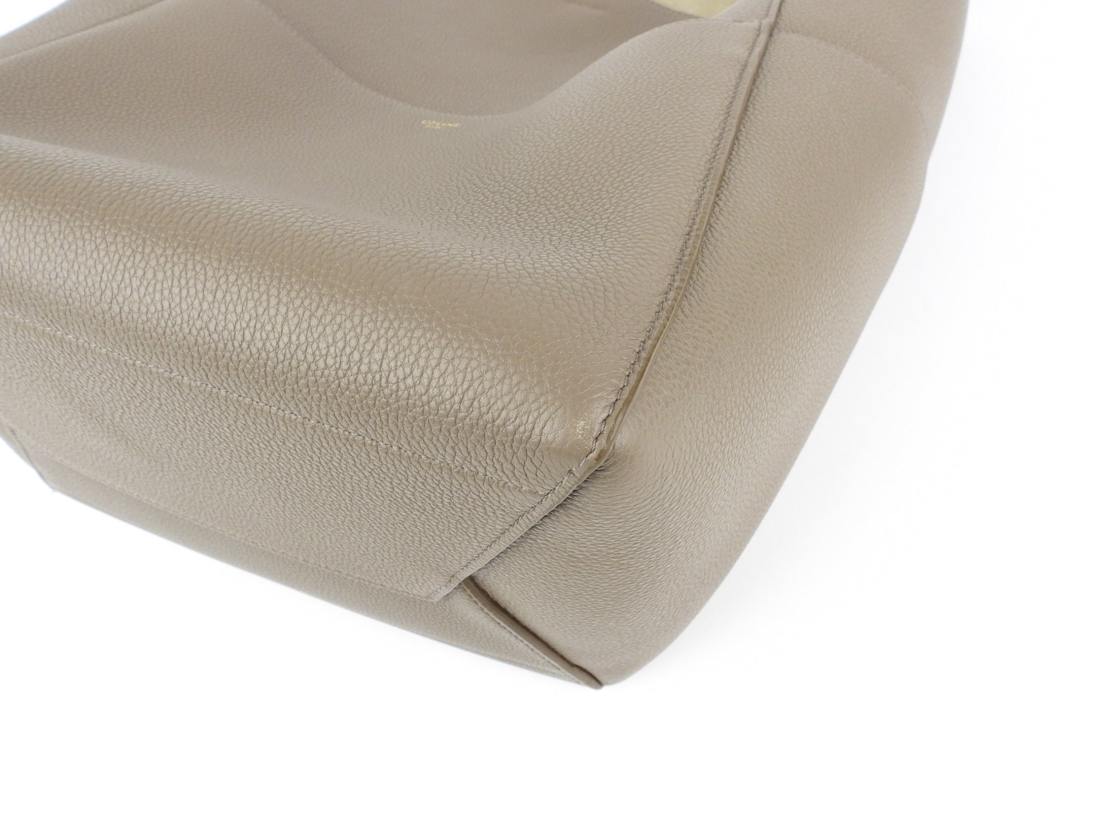 Celine Sangle Seau Shoulder Bag in Taupe Grey - Soft Grained Calfskin Leather for Women | Perfect for Work, Travel & Everyday Use