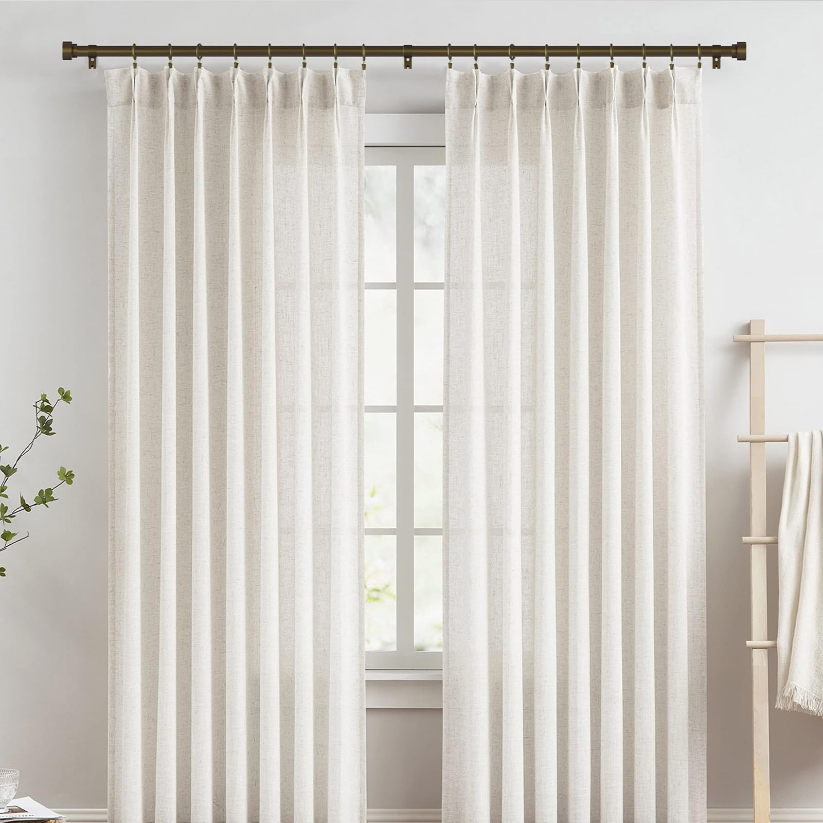 100 Pack Bronze Curtain Rings with Clips - 1 Inch Interior Diameter Drapery Hooks for 5/8 Inch Rods - Durable Metal Curtain Accessories for Living Room, Bedroom & Window Decor