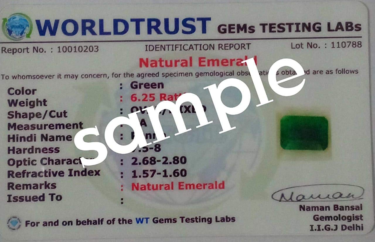 5.00 Carat Natural AA Quality Certified Emerald Loose Gemstone - Green Panna Stone for Jewelry Making, Engagement Rings & Healing Crystals | PAEMNAST BE 376