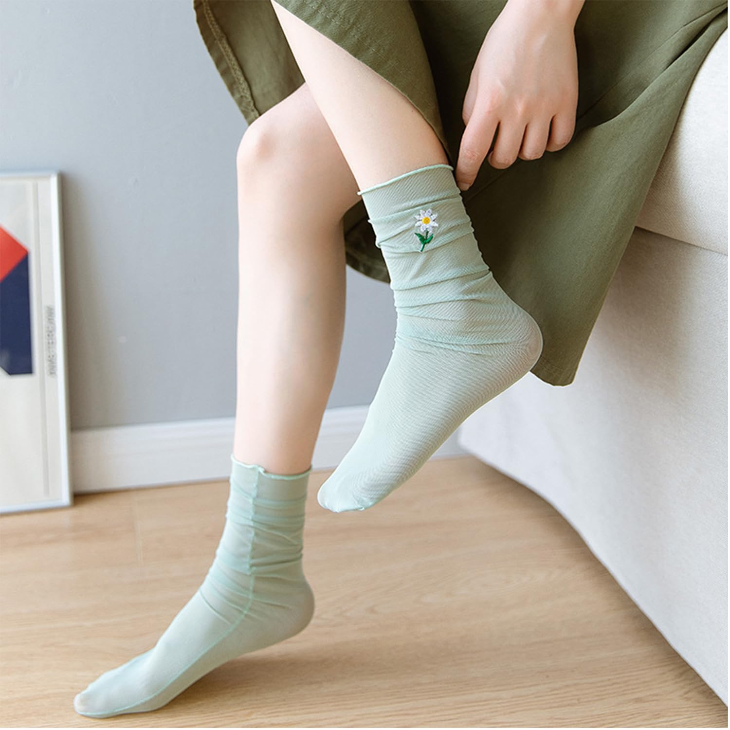 Benefeet Women's & Girls' Lace Sheer Mesh Slouch Socks - See Through Transparent Elegant Loose Tulle Decorated Socks for Casual Wear, Party Outfits & Fashion Accessories