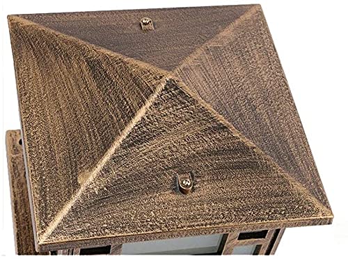 European Style Outdoor Post Light - Waterproof Villa Column Head Lamp, Wall Mounted Landscape Lighting with E27 Socket & IP65 Rating, Aluminum Stained Glass Pole Light for Door, Lawn, Garden Decor - Perfect for Patio, Pathway, and Driveway Illumination