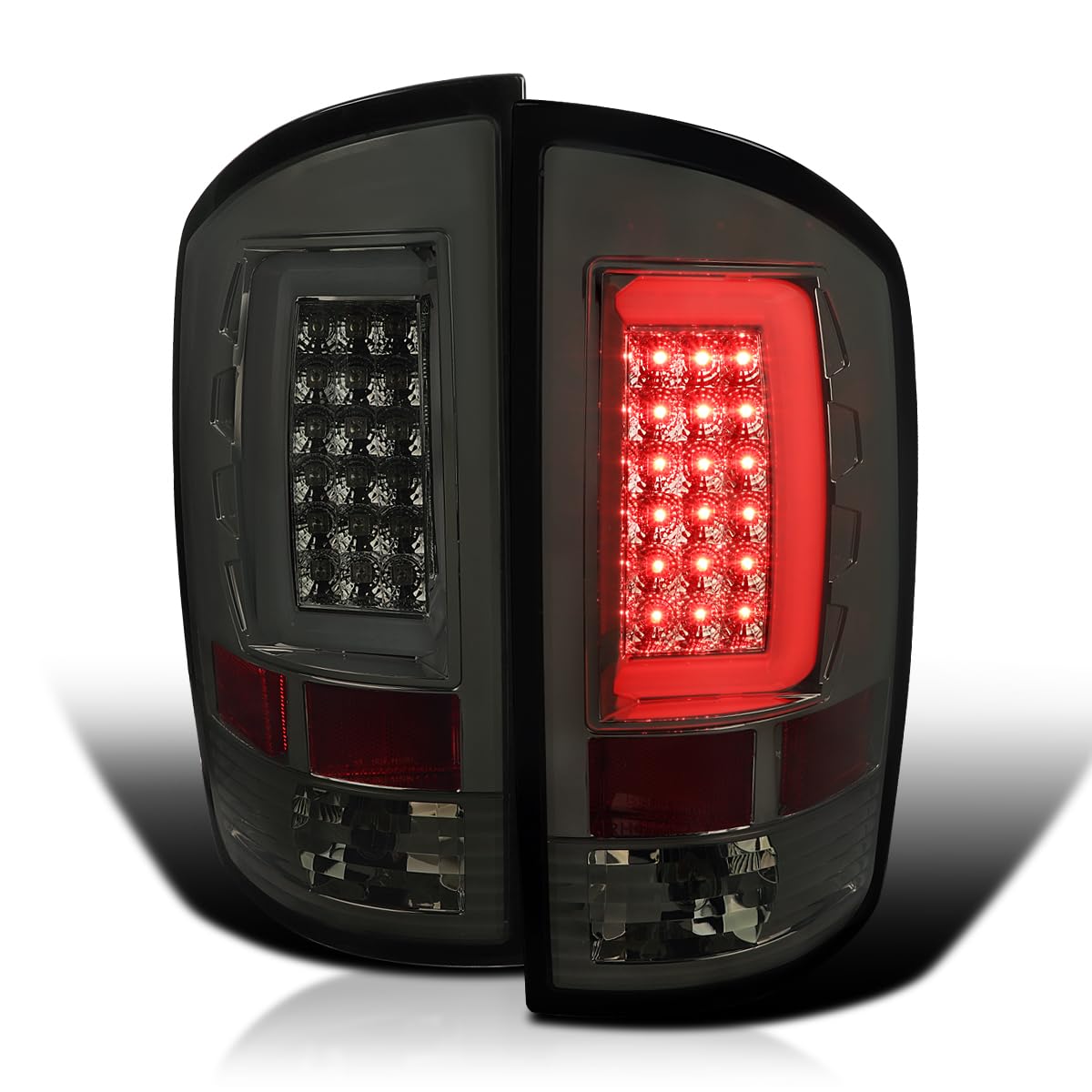 Spec-D Tuning Smoke LED Tail Lights for 2002-2006 Dodge Ram 1500/2500/3500 - Left & Right Pair Assembly - Enhanced Visibility & Style for Night Driving & Off-Road Adventures