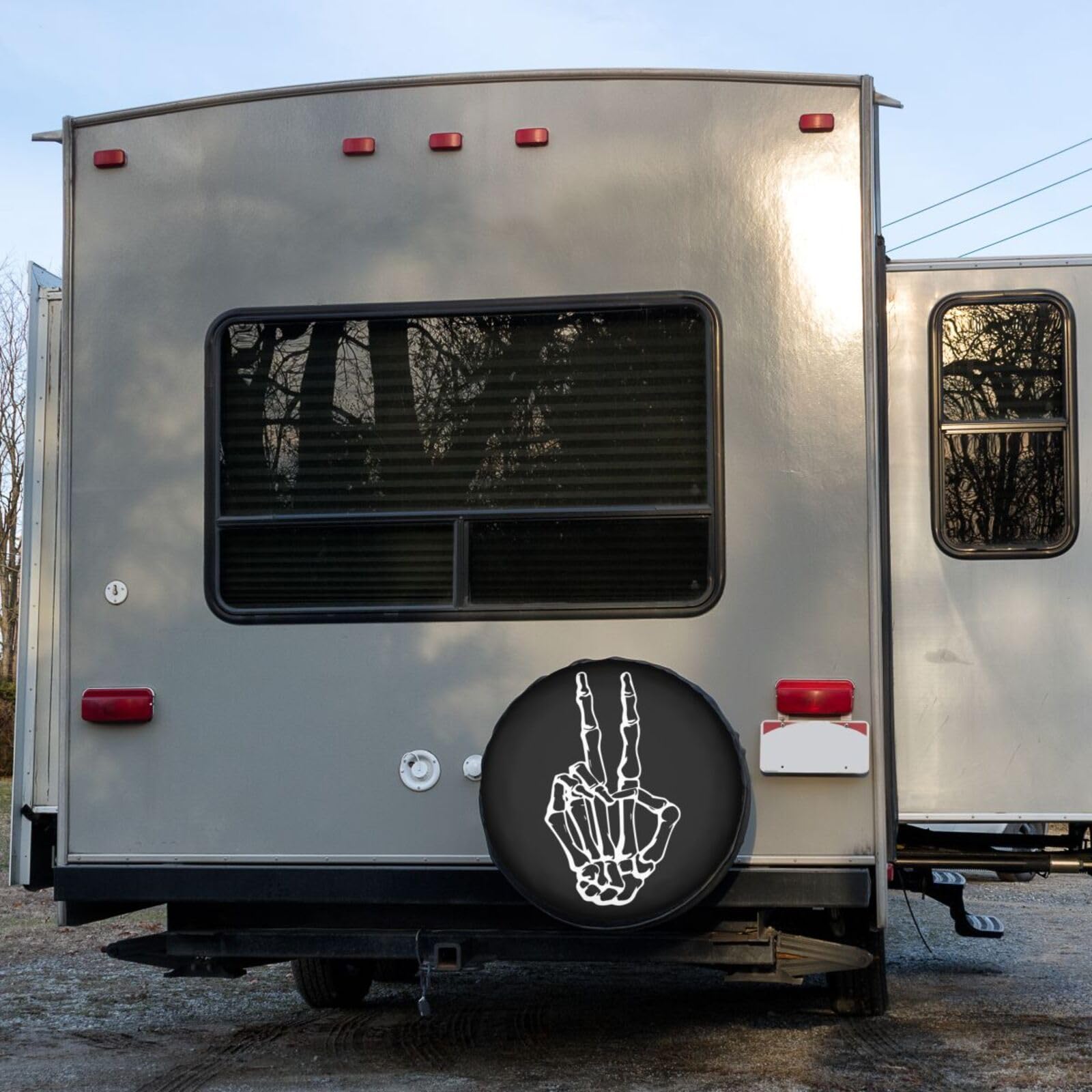 **Foruidea 16 Inch Skeleton Peace Spare Tire Cover - Dust-Proof Wheel Cover for Trailer, RV, SUV & More | Perfect for Outdoor Adventures & Road Trips**