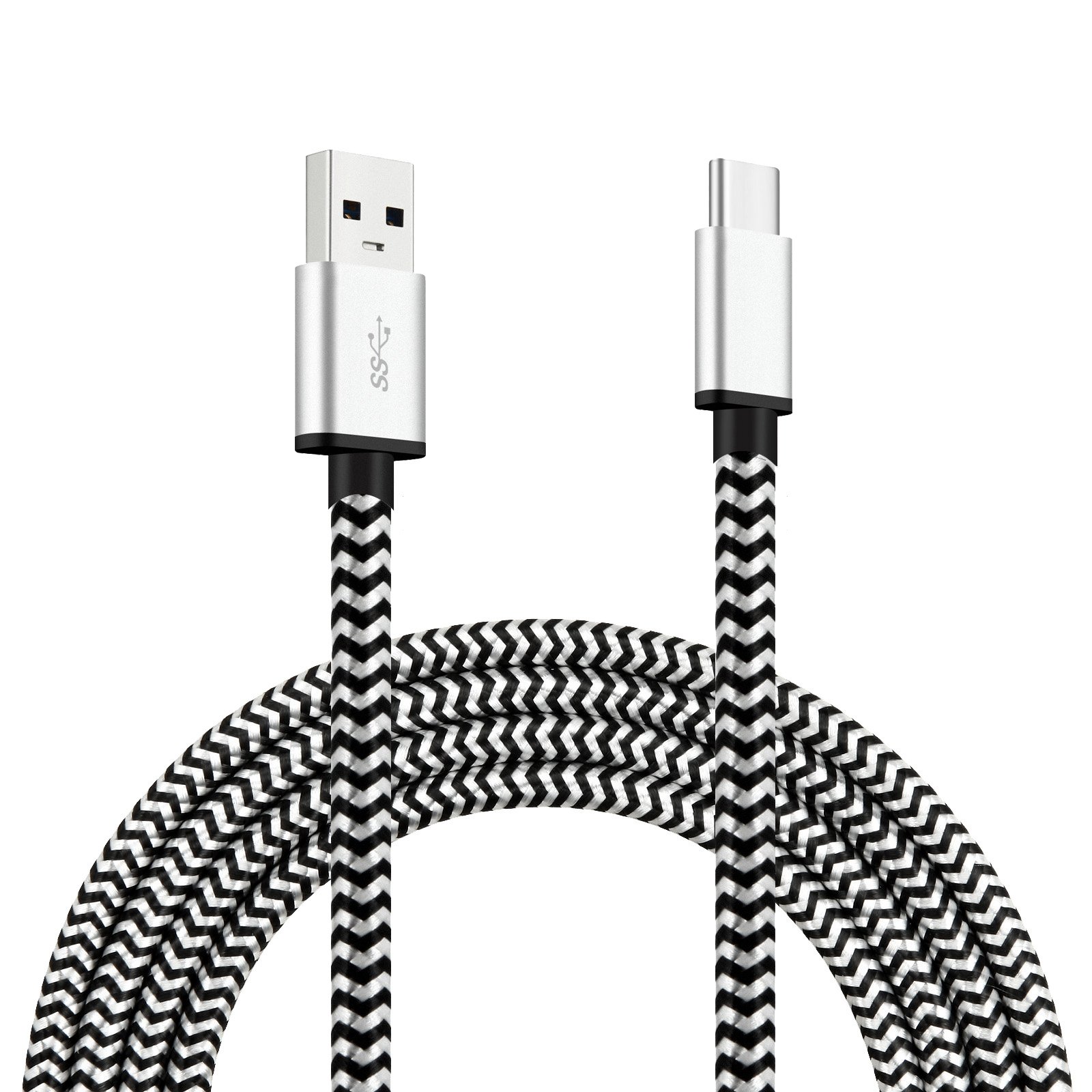 Premium 3FT Braided USB-C Charging Cable Fast Charging Compatible with Samsung Galaxy S21/S20/Note 20 & More - Durable Nylon Cord for Home, Office, Car & Travel Accessories