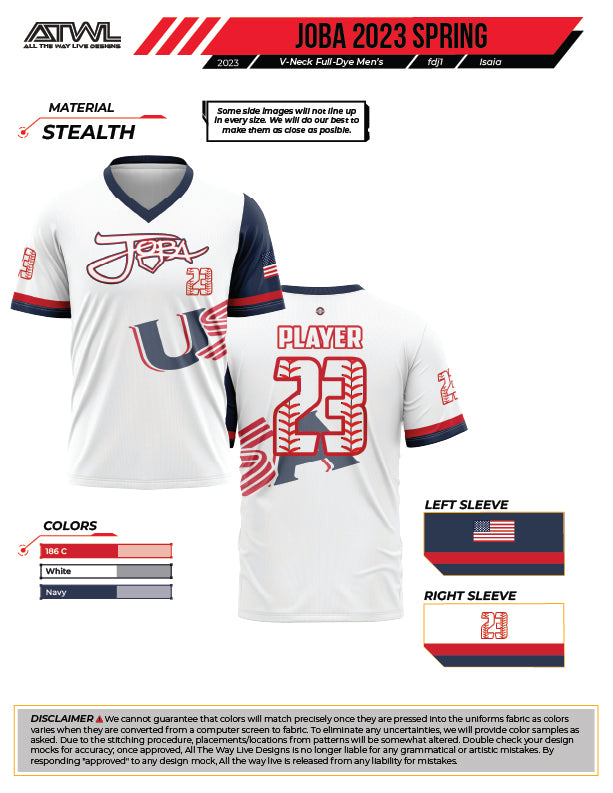JOBA Baseball White Full Dye Game Jersey - High Performance Baseball Uniform for Players & Fans - Perfect for Games, Practices & Team Events