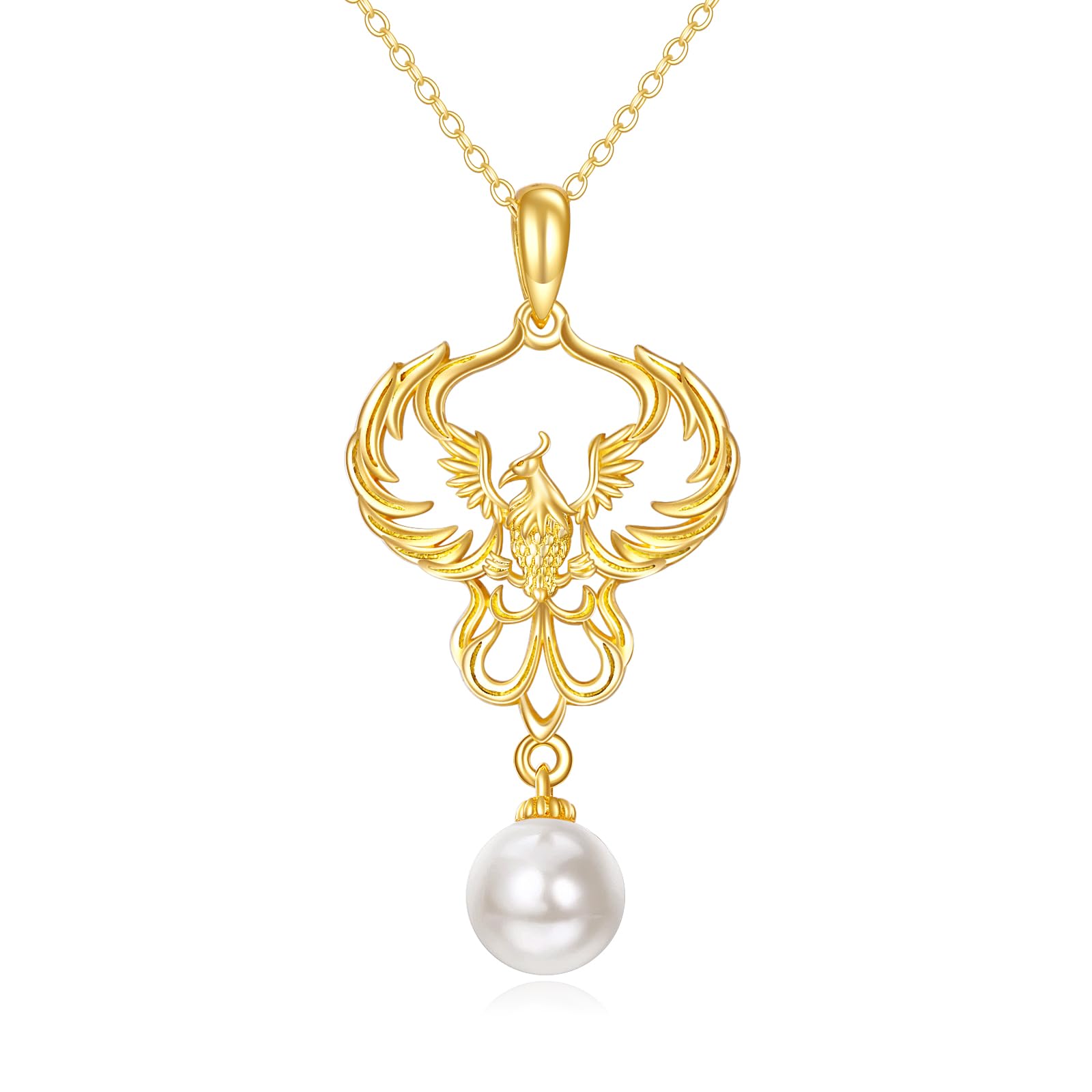 14K Gold Phoenix Pendant Necklace - Elegant Bird of New Beginnings & Rebirth Jewelry for Women | Perfect Birthday, Anniversary & Spiritual Gift for Her | Ideal for Weddings, Special Occasions & Everyday Wear