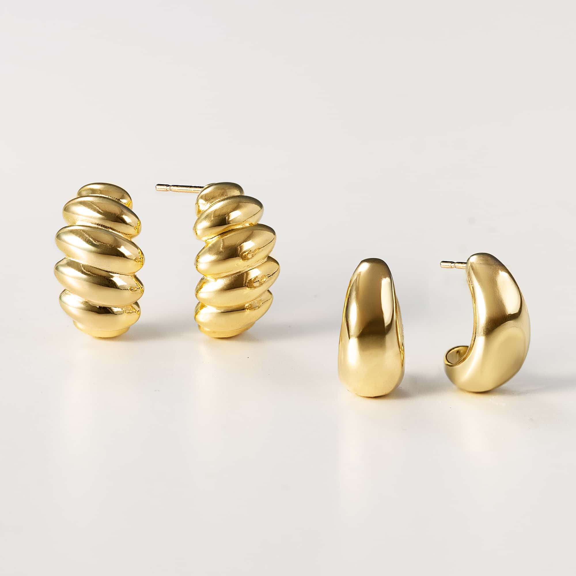 Croissant Dome Stud Earrings - Gold Plated French Pastry Jewelry for Women - Perfect for Everyday Wear, Office & Date Night
