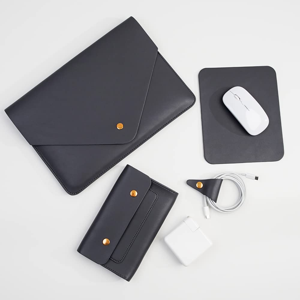 Premium PU Leather Laptop Sleeve for 14