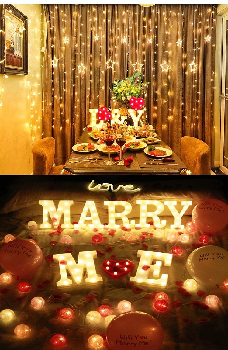 LED Alphabet Letter Lights - Plastic Marquee Table Lamps for Home Decor, Birthday & Wedding Party Lighting - Wall Hanging Word Symbols for Everyday Use in Bedroom, Living Room and Nursery