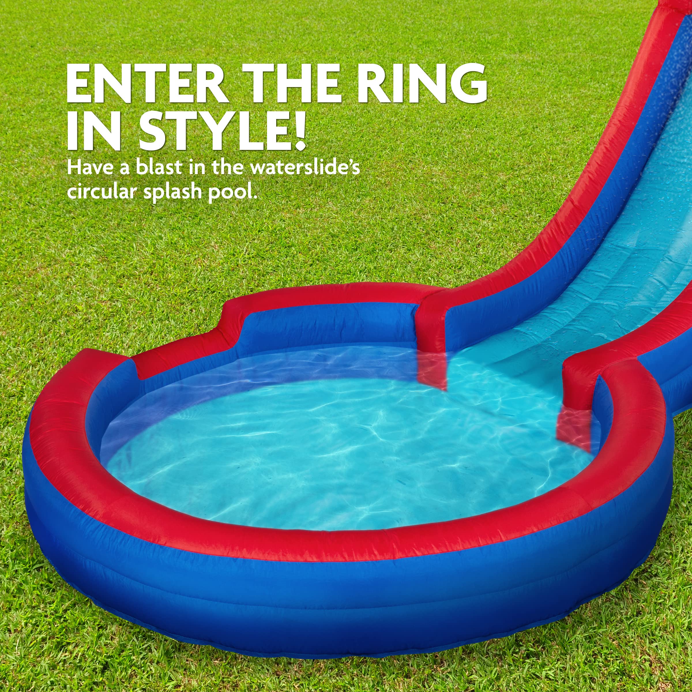 Sunny & Fun Heavy-Duty Inflatable Water Slide with Climbing Wall & Deep Pool - Easy Setup Outdoor Water Park for Kids & Adults - Includes Air Pump & Carrying Case - Perfect for Backyard Parties, Summer Fun & Family Gatherings