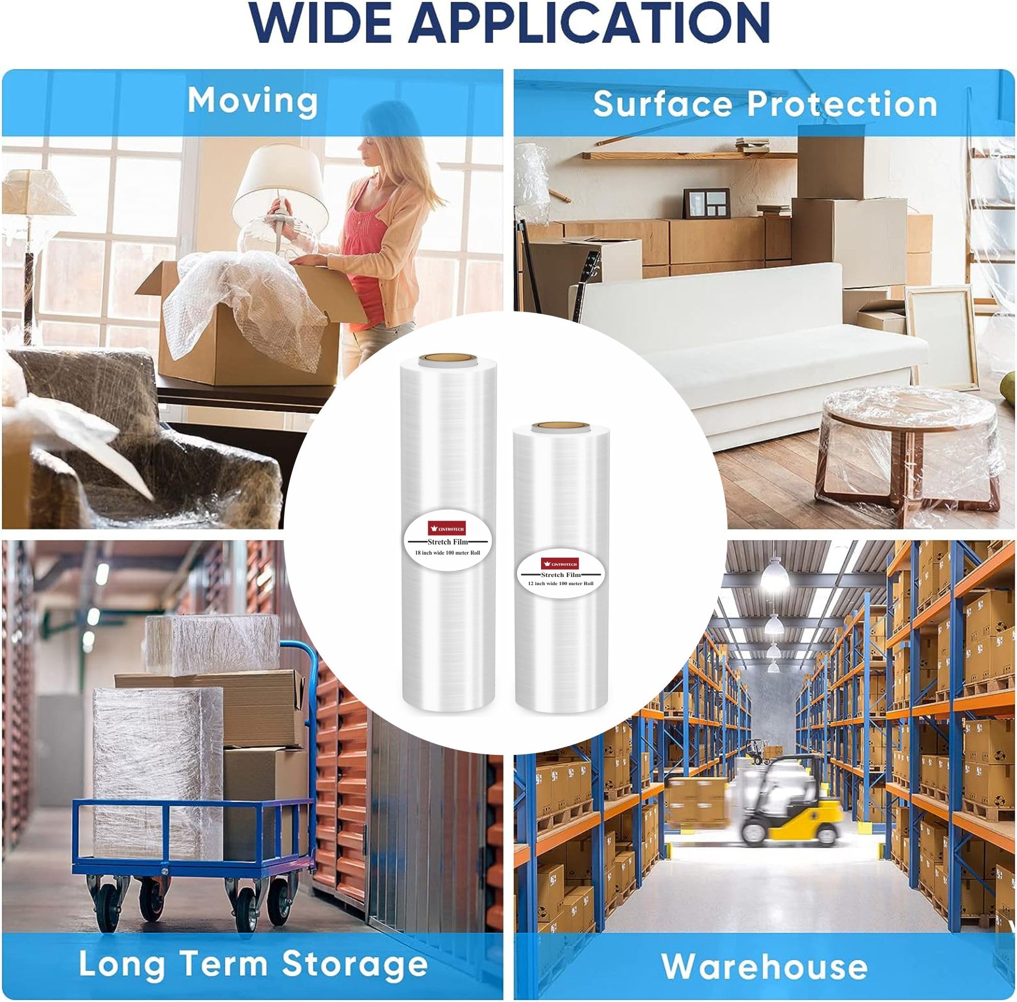 Eco-Friendly Biodegradable Packing Wrap Roll - 12 Inch (300mm) x 100 Meters, White | Sustainable Shipping Material for Ecommerce, Gift Wrapping & Food Storage