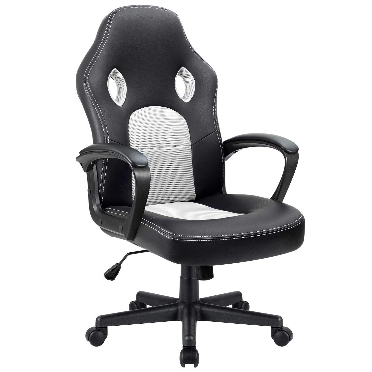 Furmax Ergonomic Office Chair - Adjustable Leather Gaming Chair with Lumbar Support & Arms, Racing Style Computer Desk Chair for Home & Office Workspace (White)