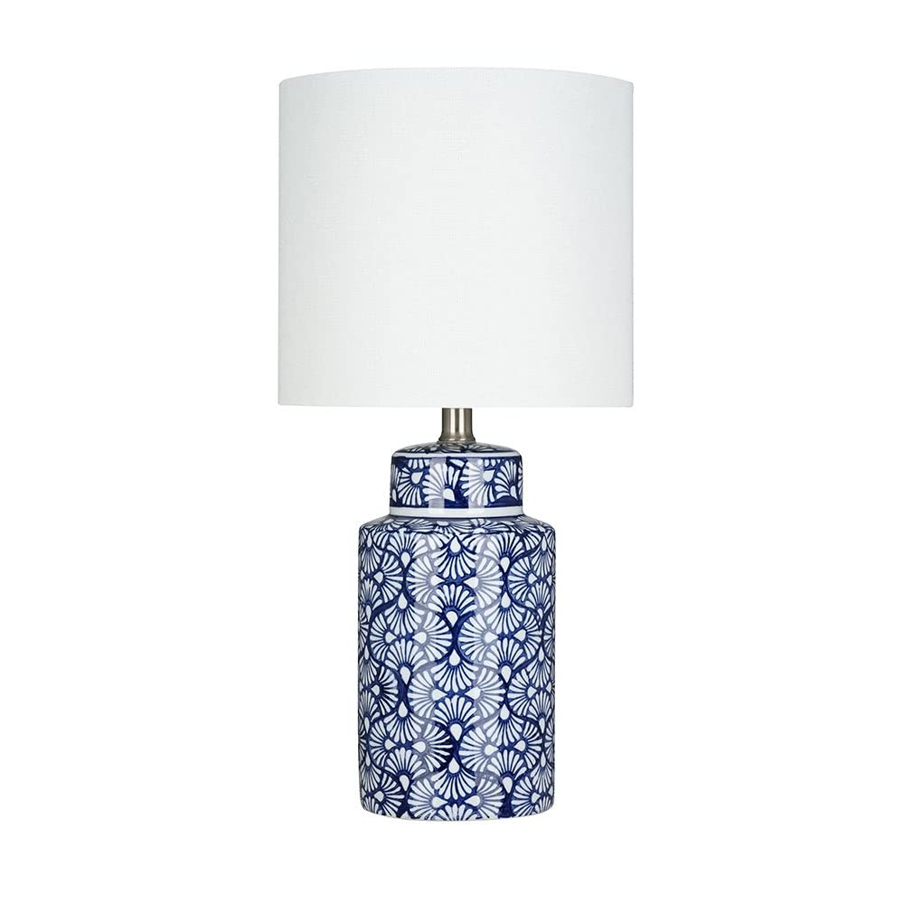 Modern Ceramic Table Lamp with Blue Glaze and Nickel Finish - Perfect for Living Room, Bedroom, or Office Decor