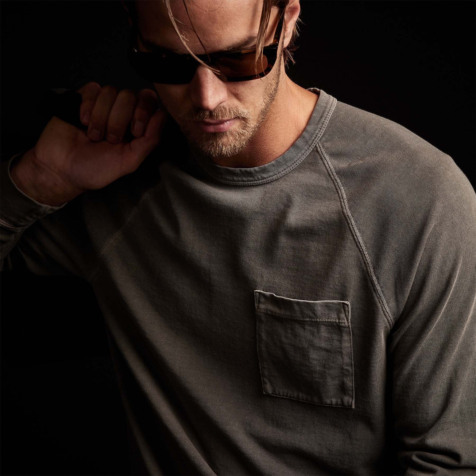 Soft Cotton Jersey Pocket Raglan T-Shirt - Burro Pigment Dye - Comfortable & Stylish for Casual Wear, Street Fashion & Everyday Outfits